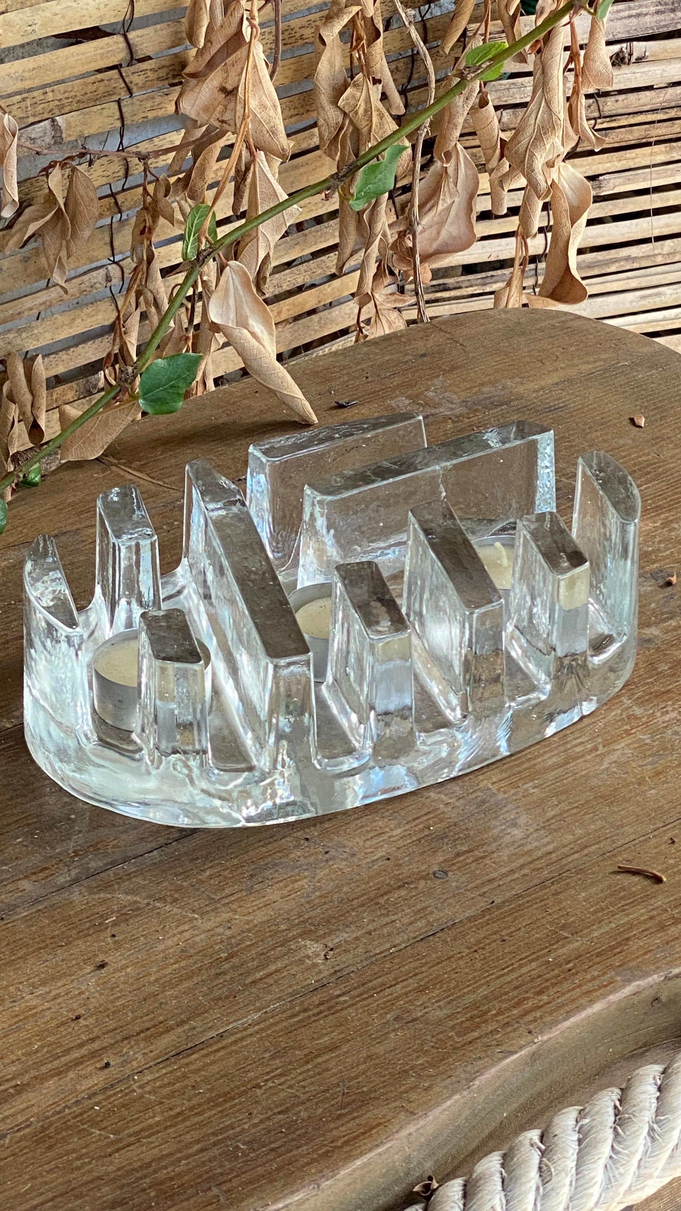 Candle Holder, Thick Art Glass, Italy, 1970 For Sale 4