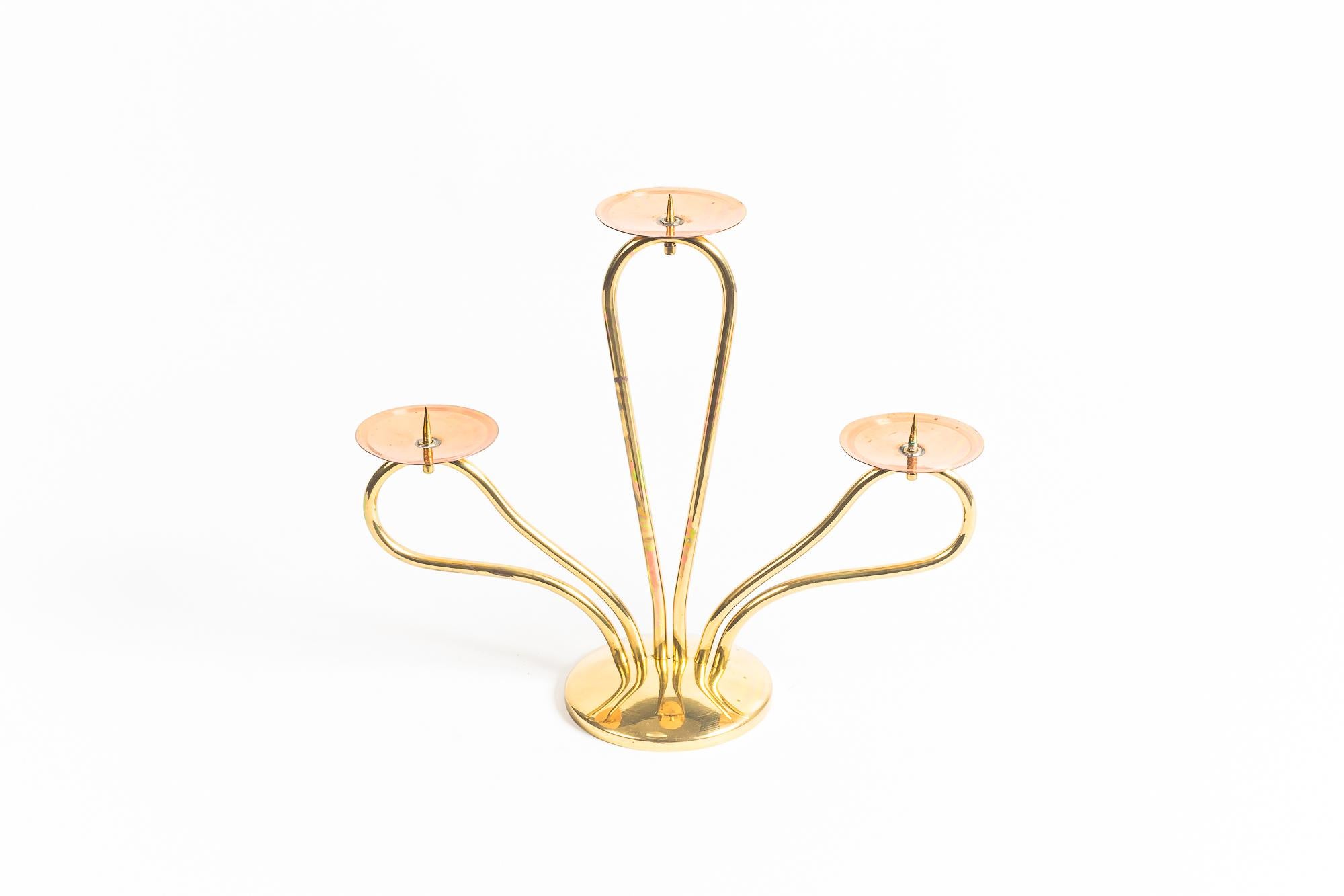 Candle holder Vienna brass and copper combination around 1960s 
Original condition.