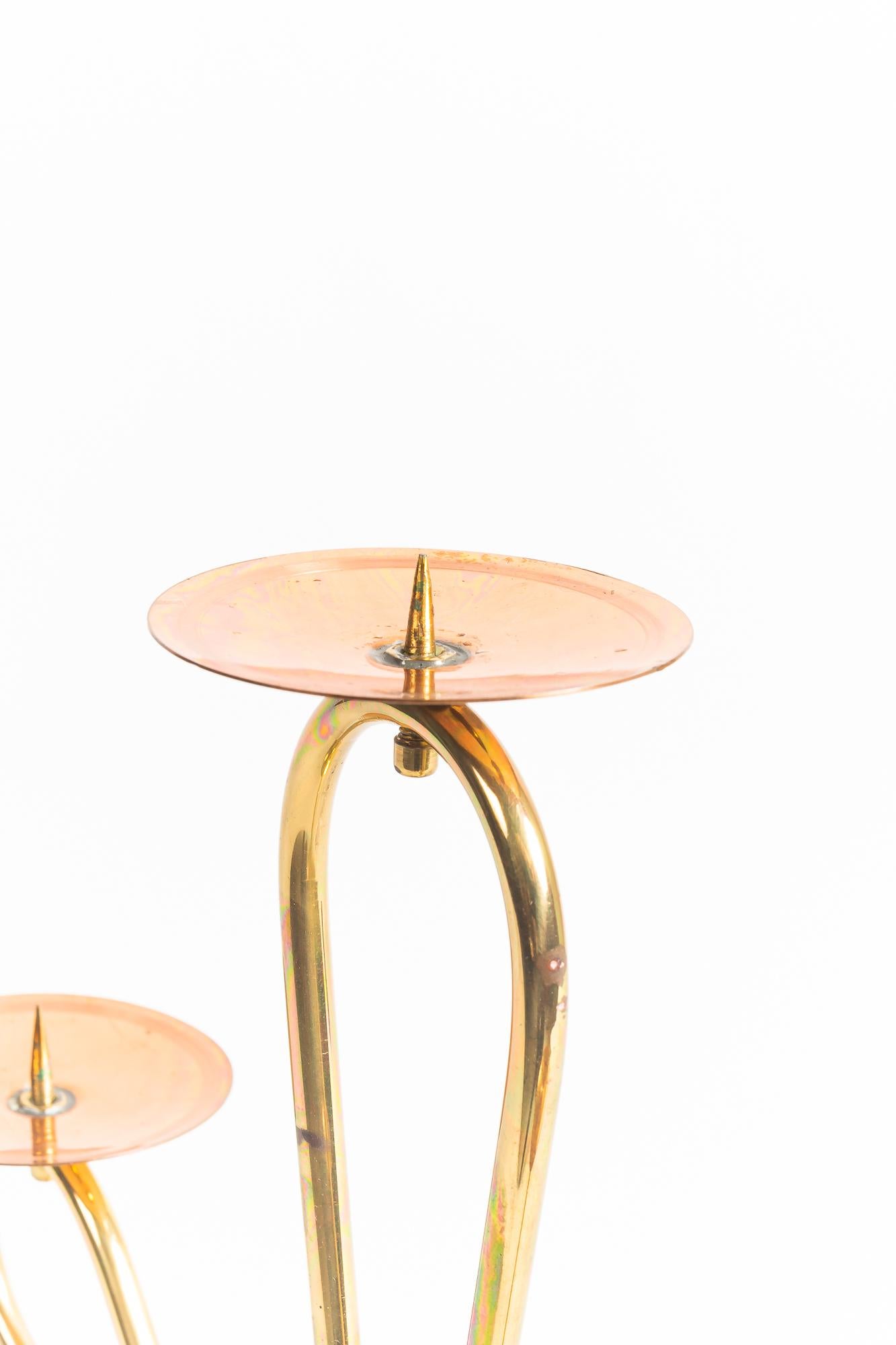 Mid-20th Century Candle Holder Vienna Brass and Copper Combination around 1960s For Sale