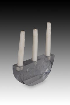 Portavelas, Cebras. Vidrio. Nachtmann, Alemania, siglo XX.