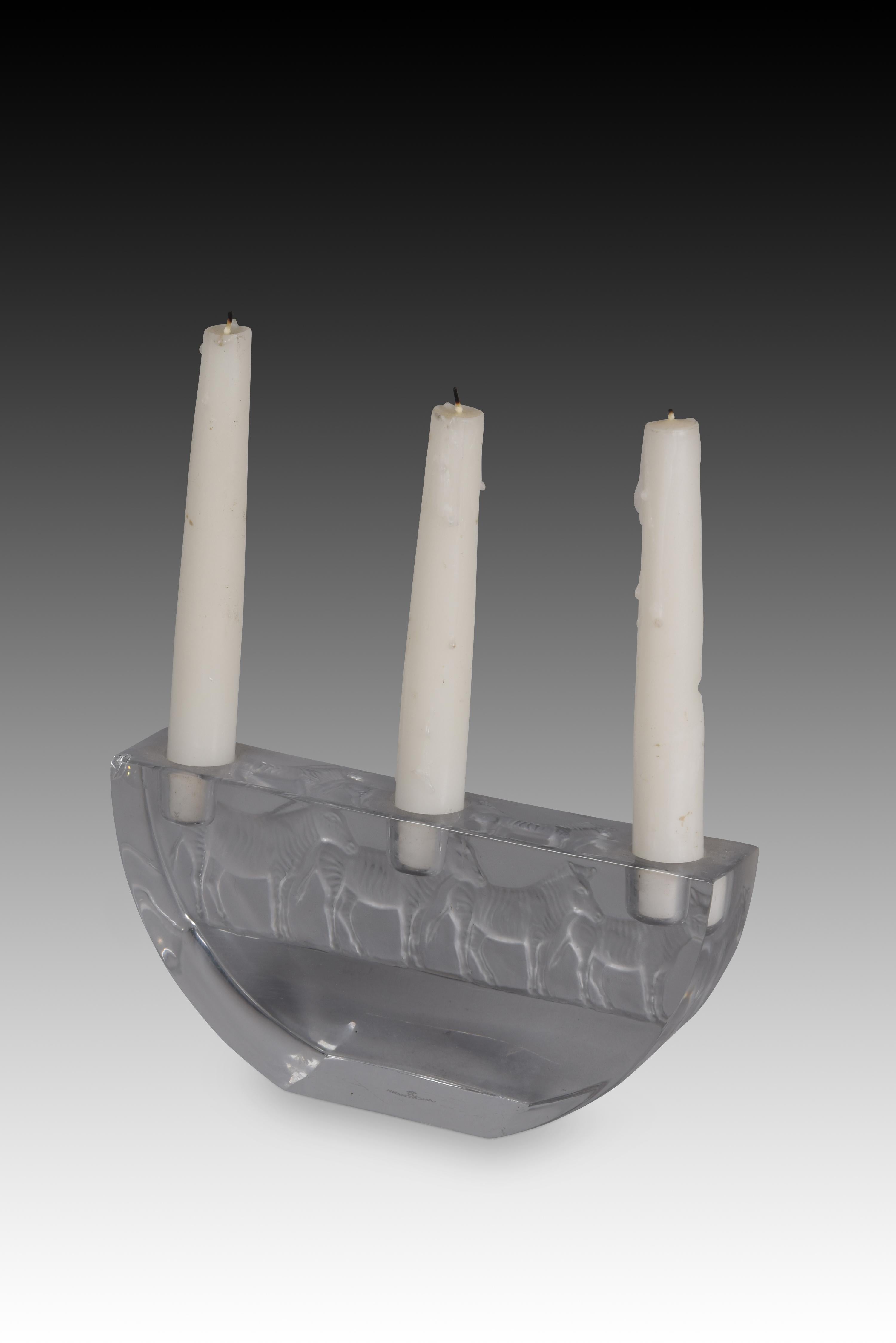 Other Candle holder, Zebras. Glass. Nachtmann, Germany, 20th century.  For Sale