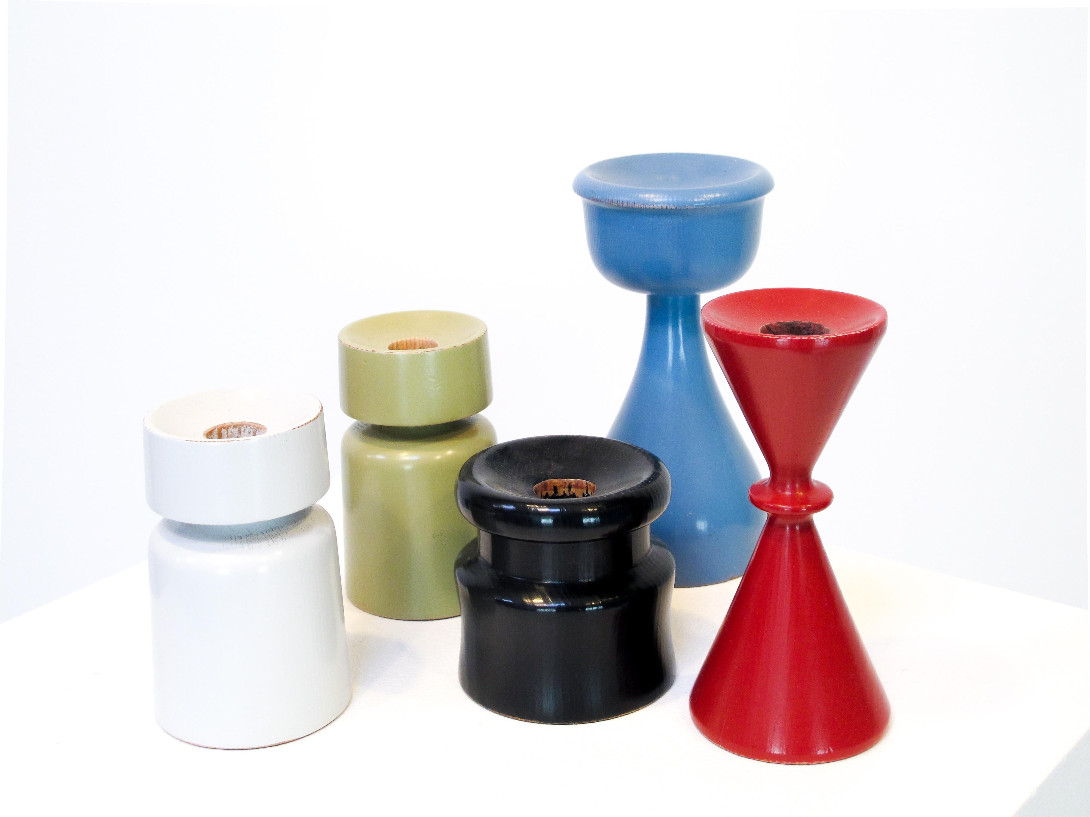 Scandinavian Modern Erik Höglund candleholders for Boda Trä, 1960s, Set of 5 For Sale