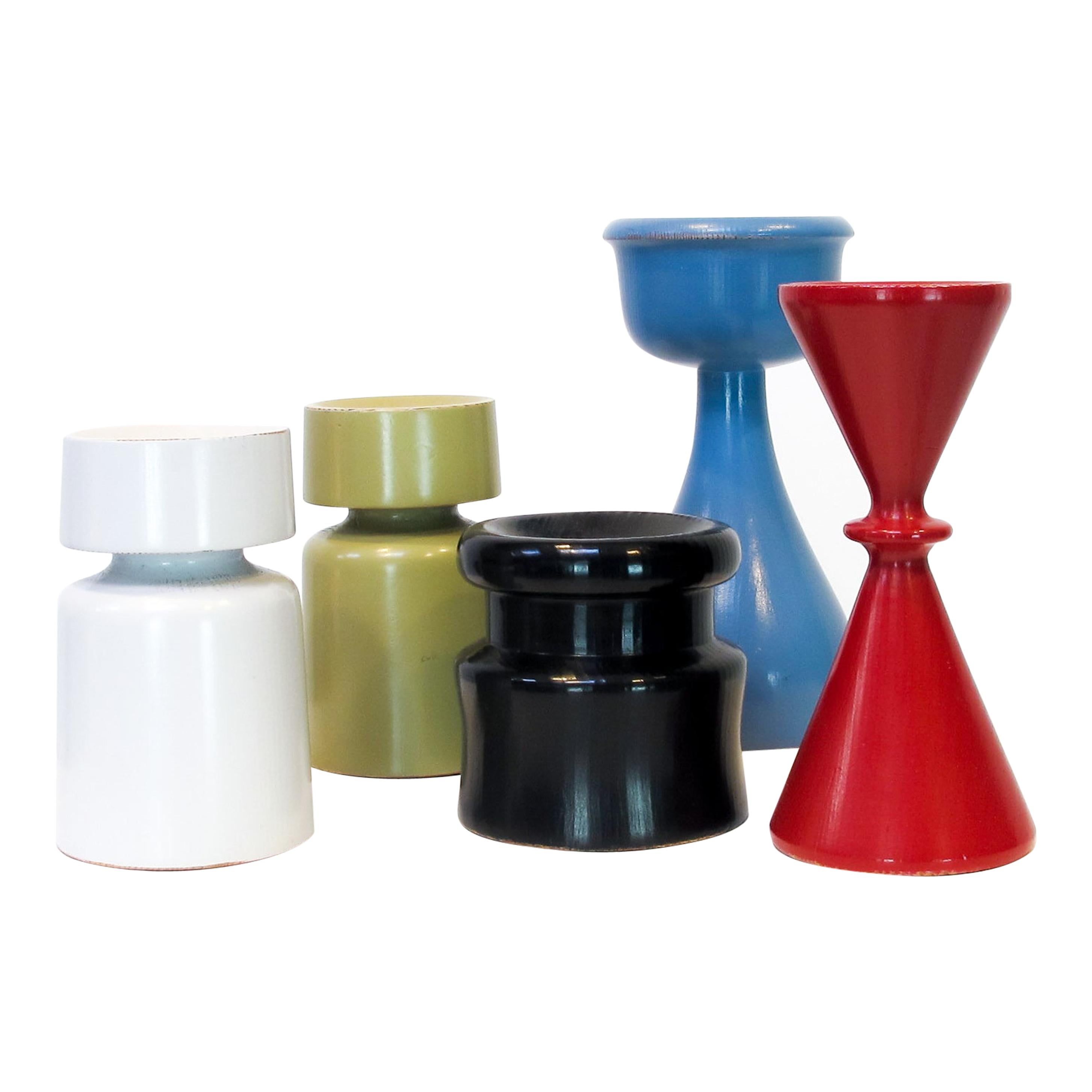 Erik Höglund candleholders for Boda Trä, 1960s, Set of 5 For Sale