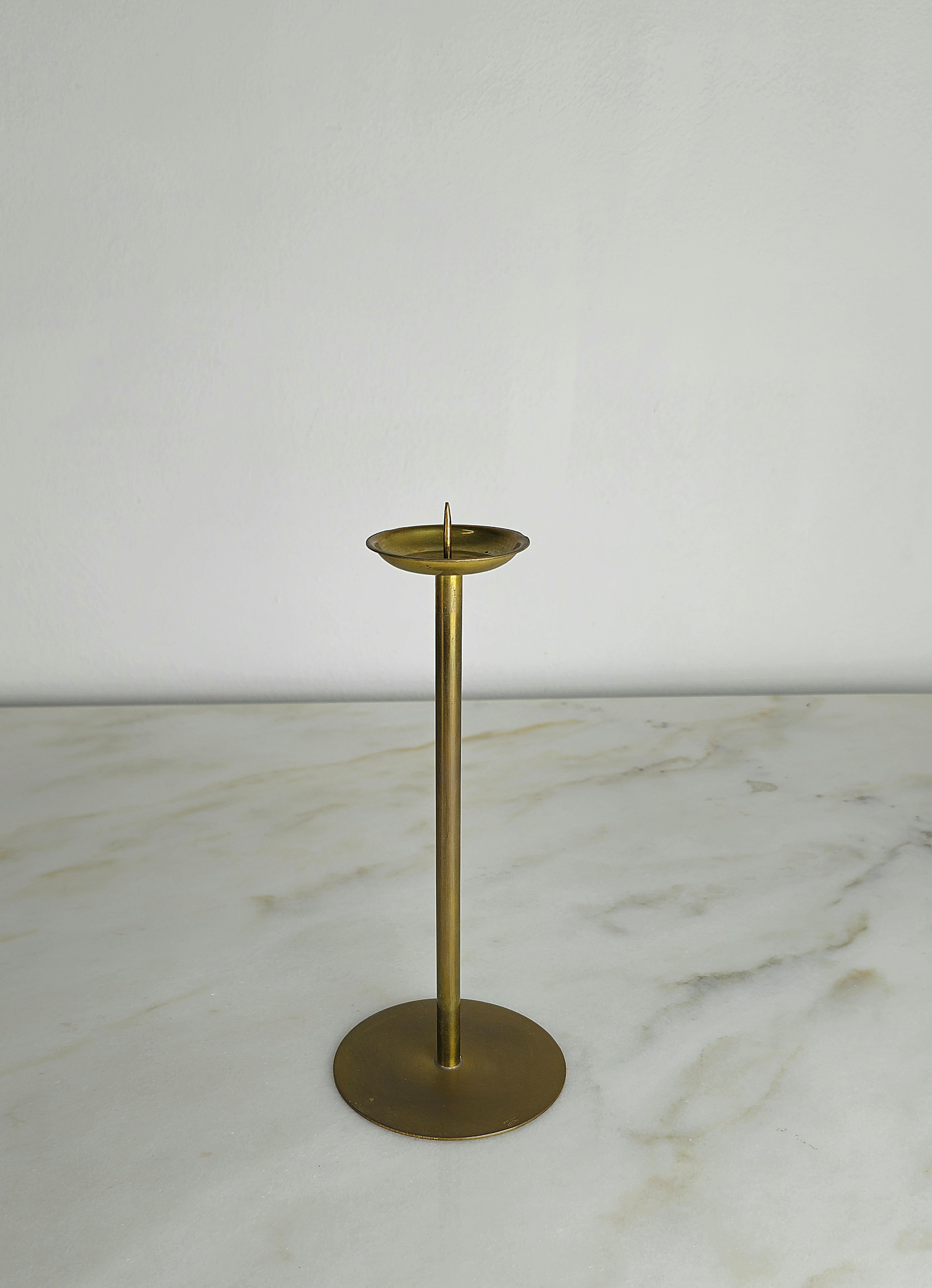 Candle Holders Candlesticks Decorative Objects Brass Midcentury 1960s Set of 3 In Good Condition For Sale In Palermo, IT