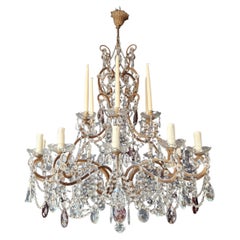 Candle Light Traditional Antik Chandelier with Purple Crystal