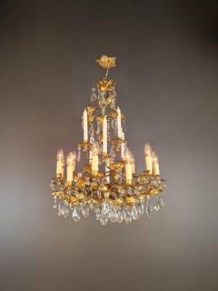 Candle Light Traditional Antik Chandelier Wrought Iron Crystal Ceiling Art Deco