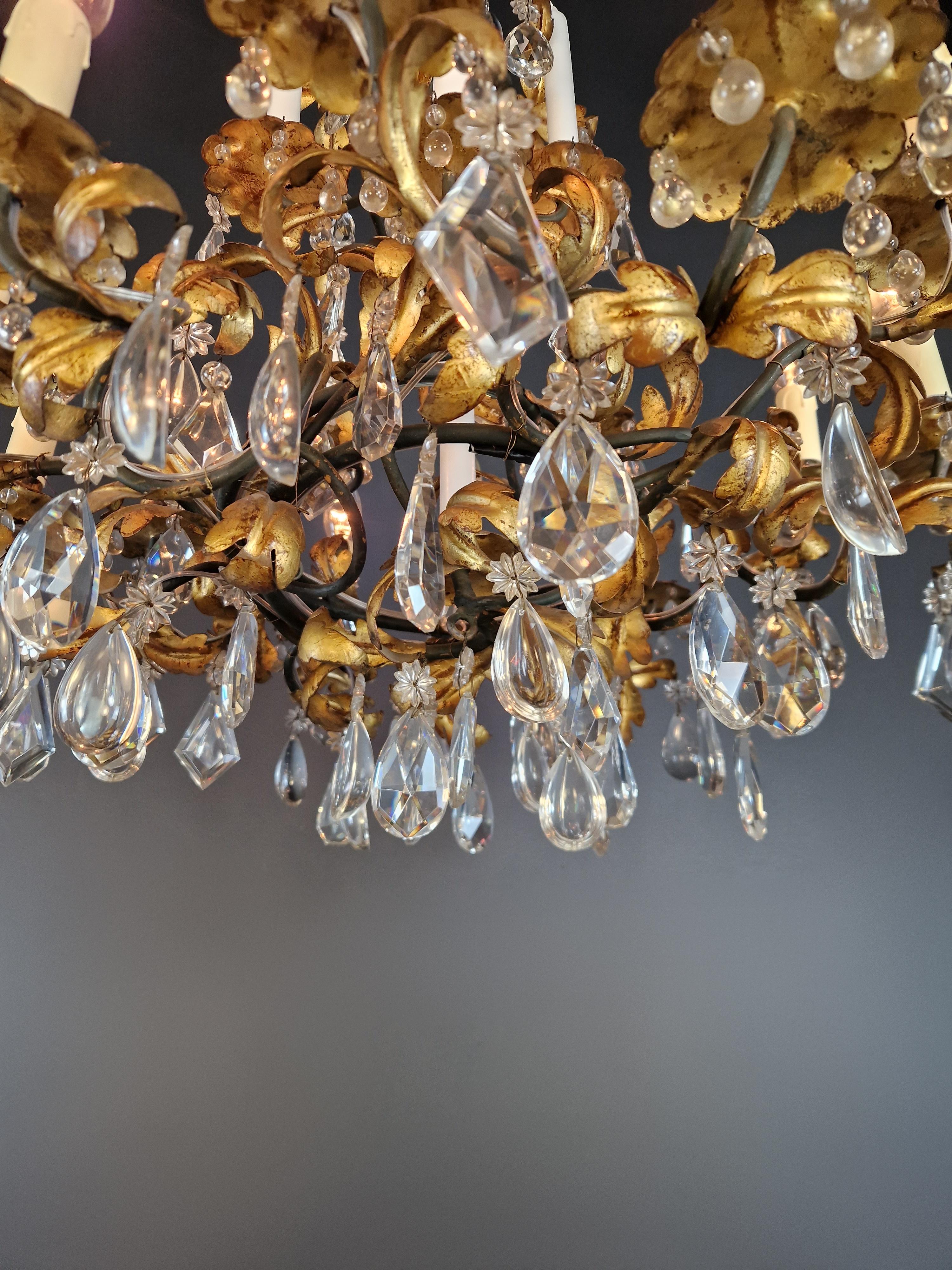 Candle Light Traditional Antik Chandelier Wrought Iron Crystal Ceiling Art Deco For Sale 1