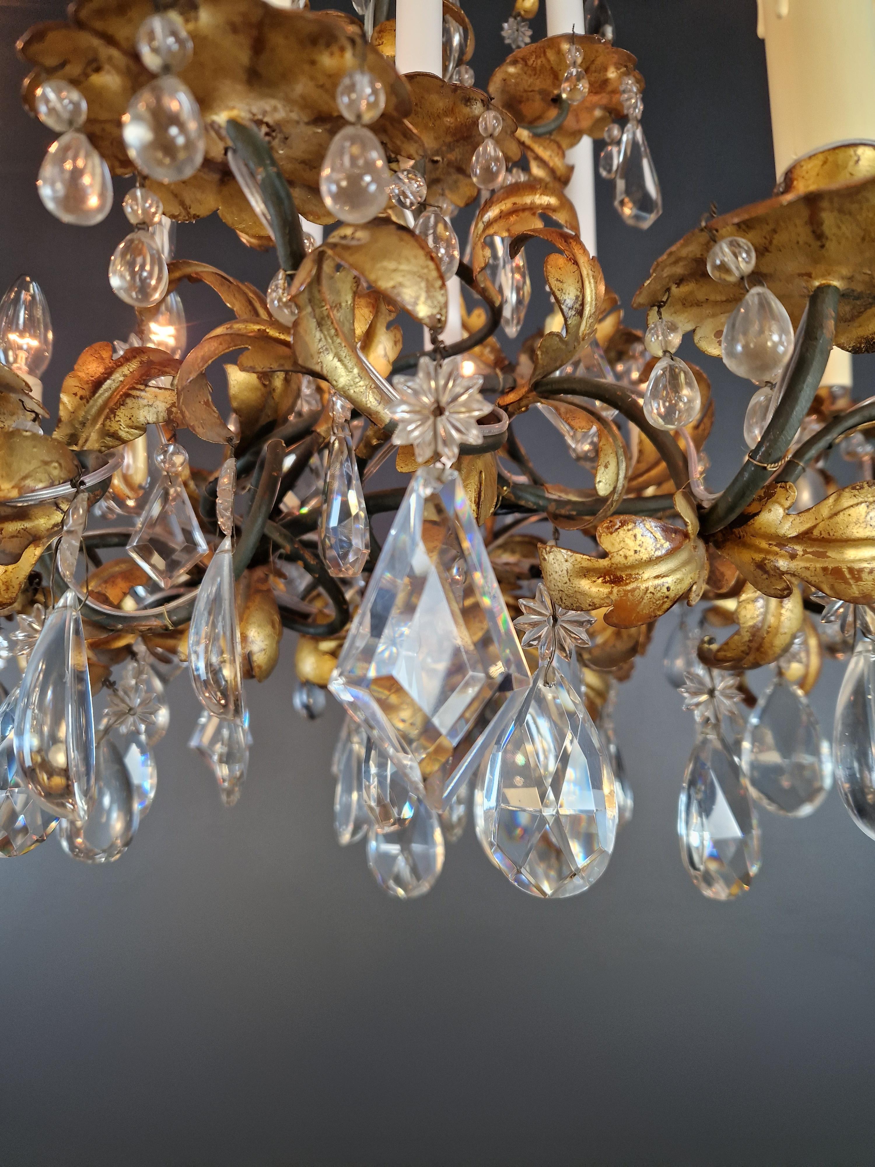 Candle Light Traditional Antik Chandelier Wrought Iron Crystal Ceiling Art Deco For Sale 2