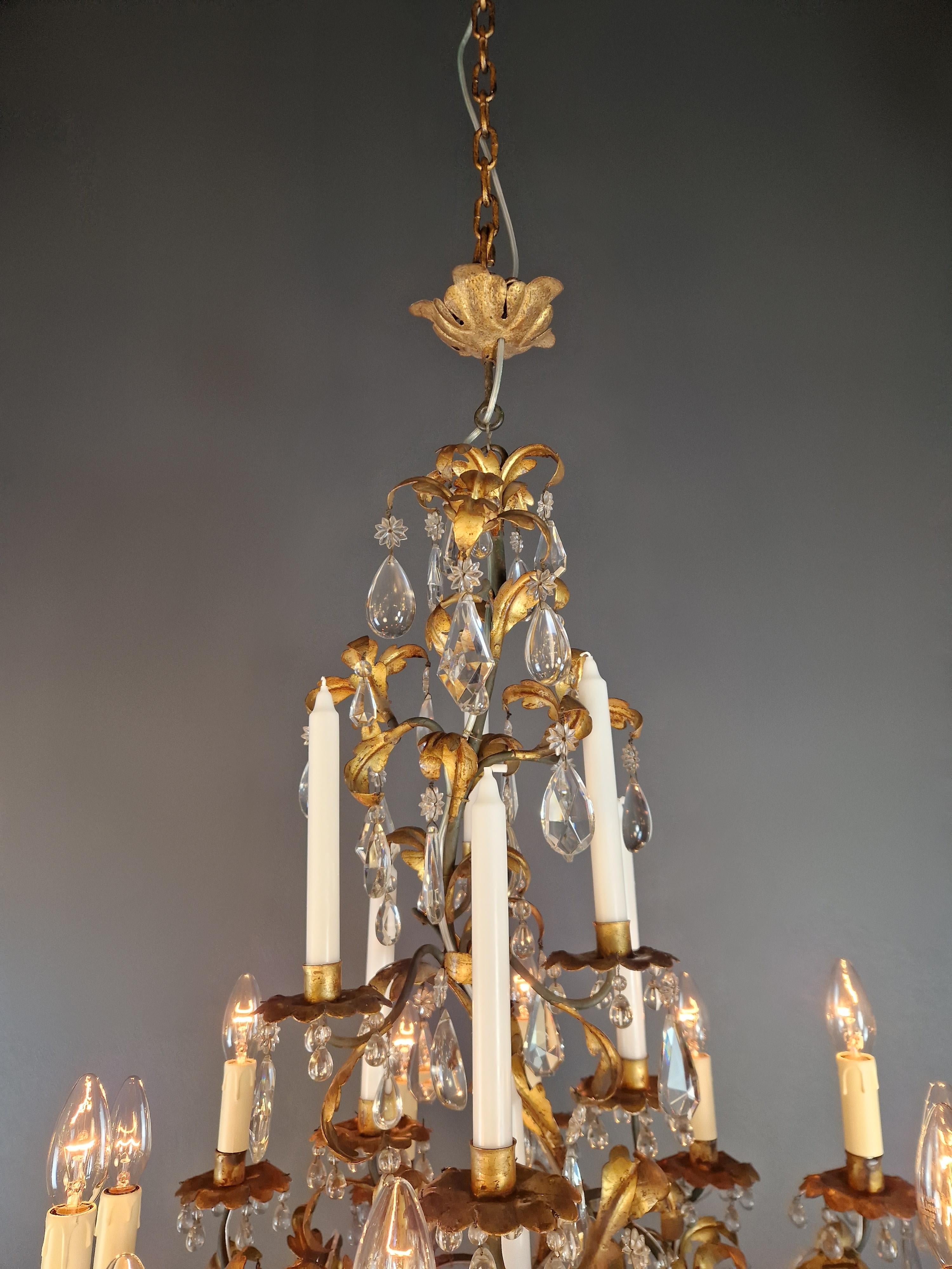 Candle Light Traditional Antik Chandelier Wrought Iron Crystal Ceiling Art Deco For Sale 3