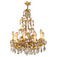 Vintage Candle Light Traditional Antik Chandelier Wrought Iron Crystal Ceiling Art Deco