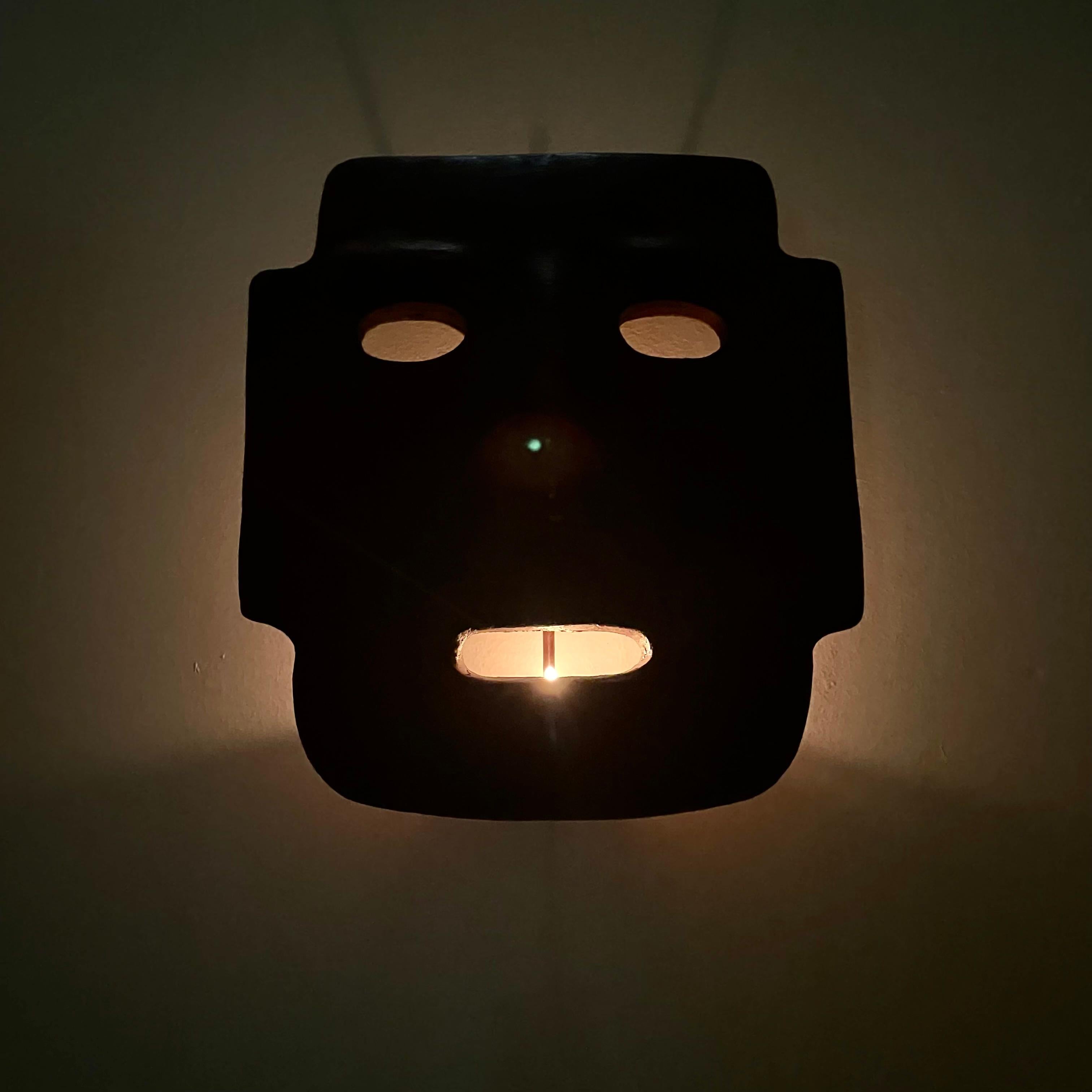 Candle Lit Mask Sconce, 1960s Italy For Sale 5