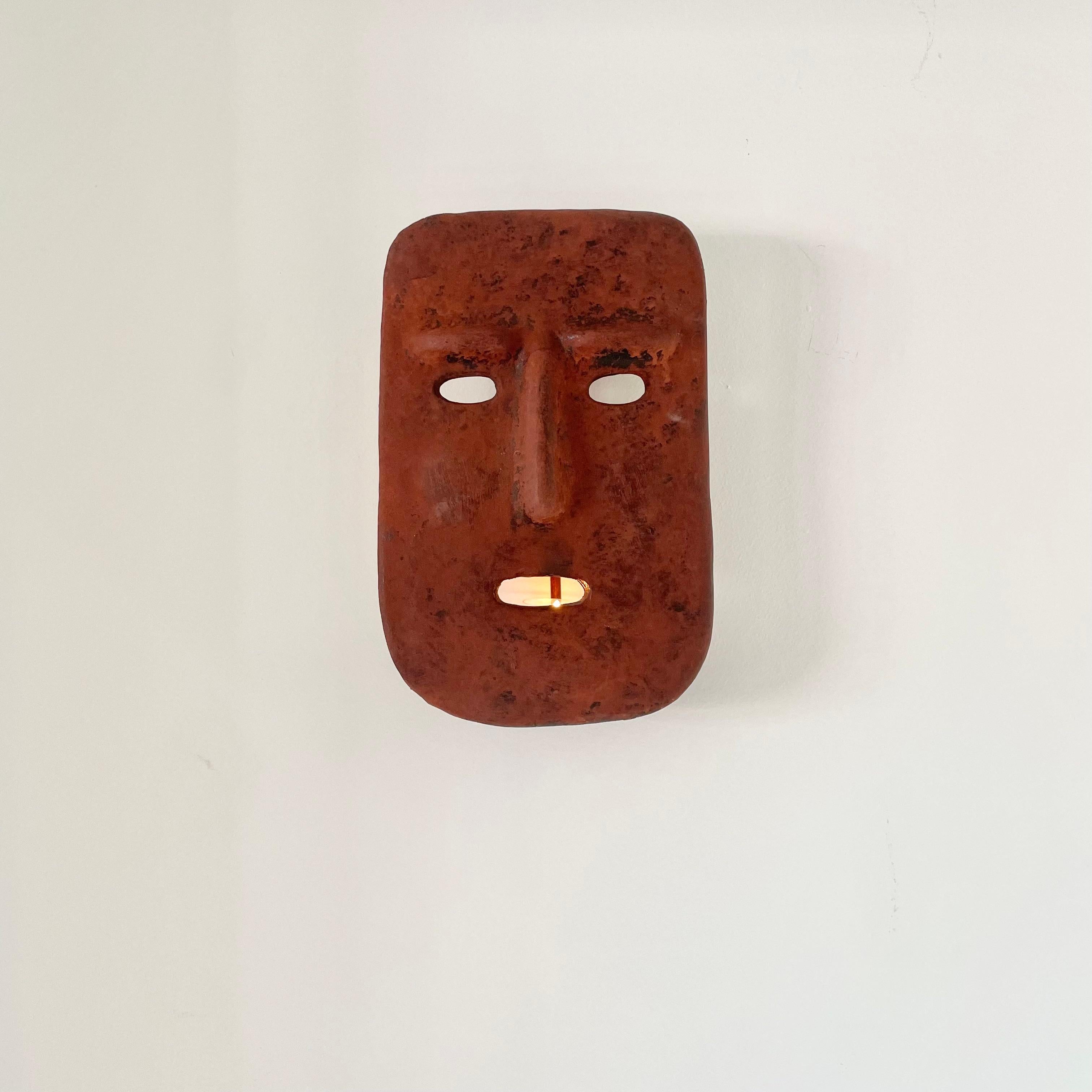 Candle Lit Mask Sconce, 1960s Italy For Sale 6