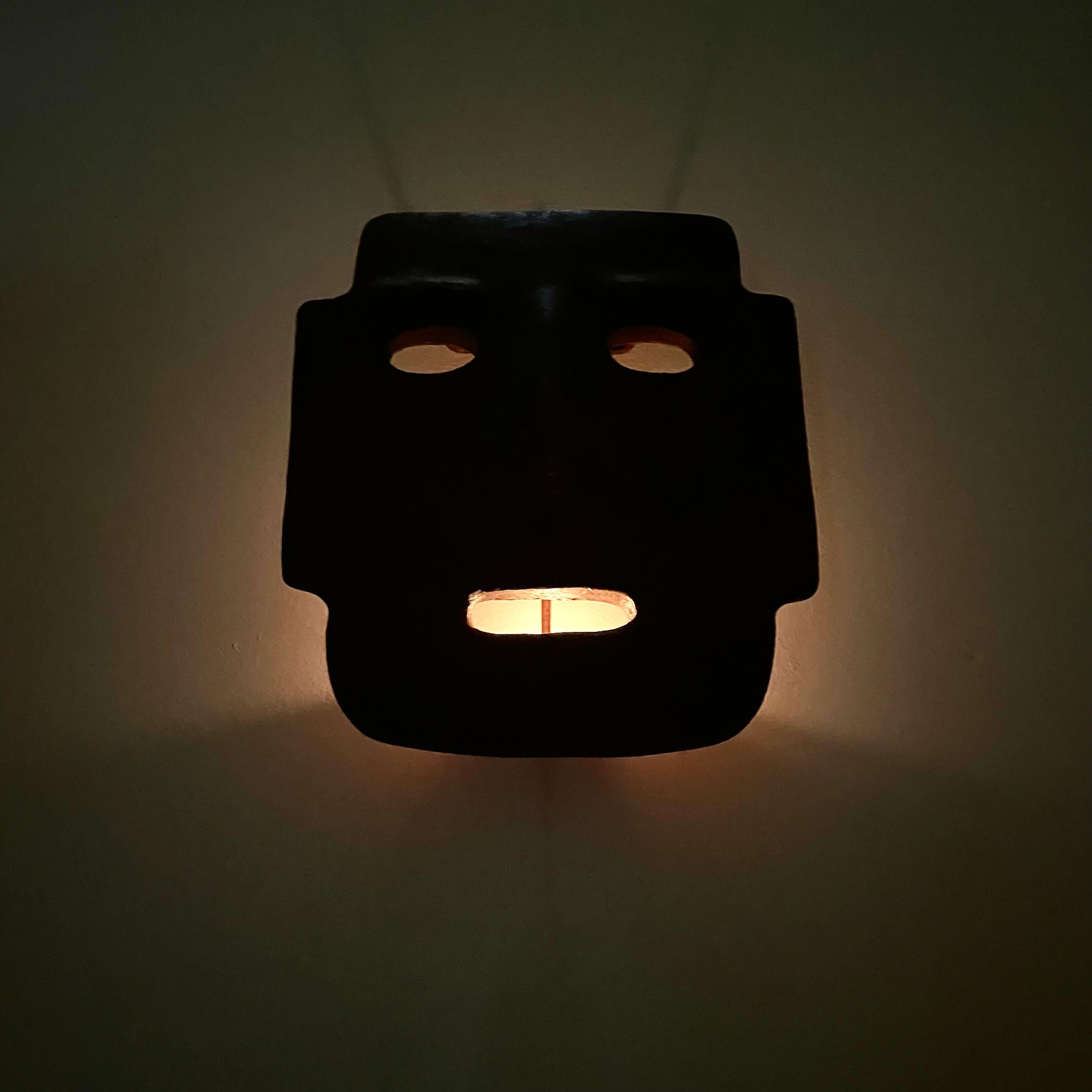 Candle Lit Mask Sconce, 1960s Italy For Sale 6