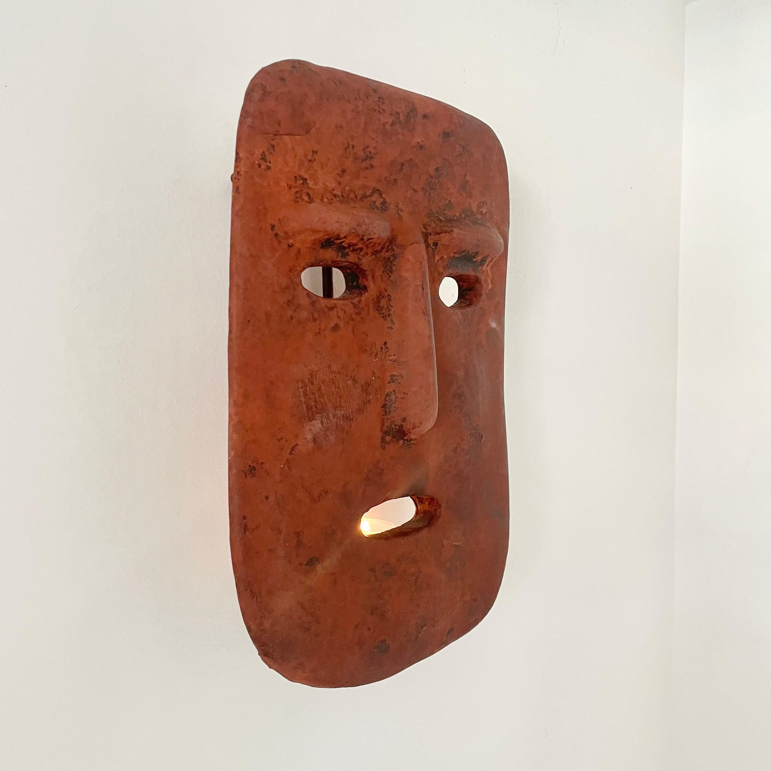 Italian Candle Lit Mask Sconce, 1960s Italy For Sale