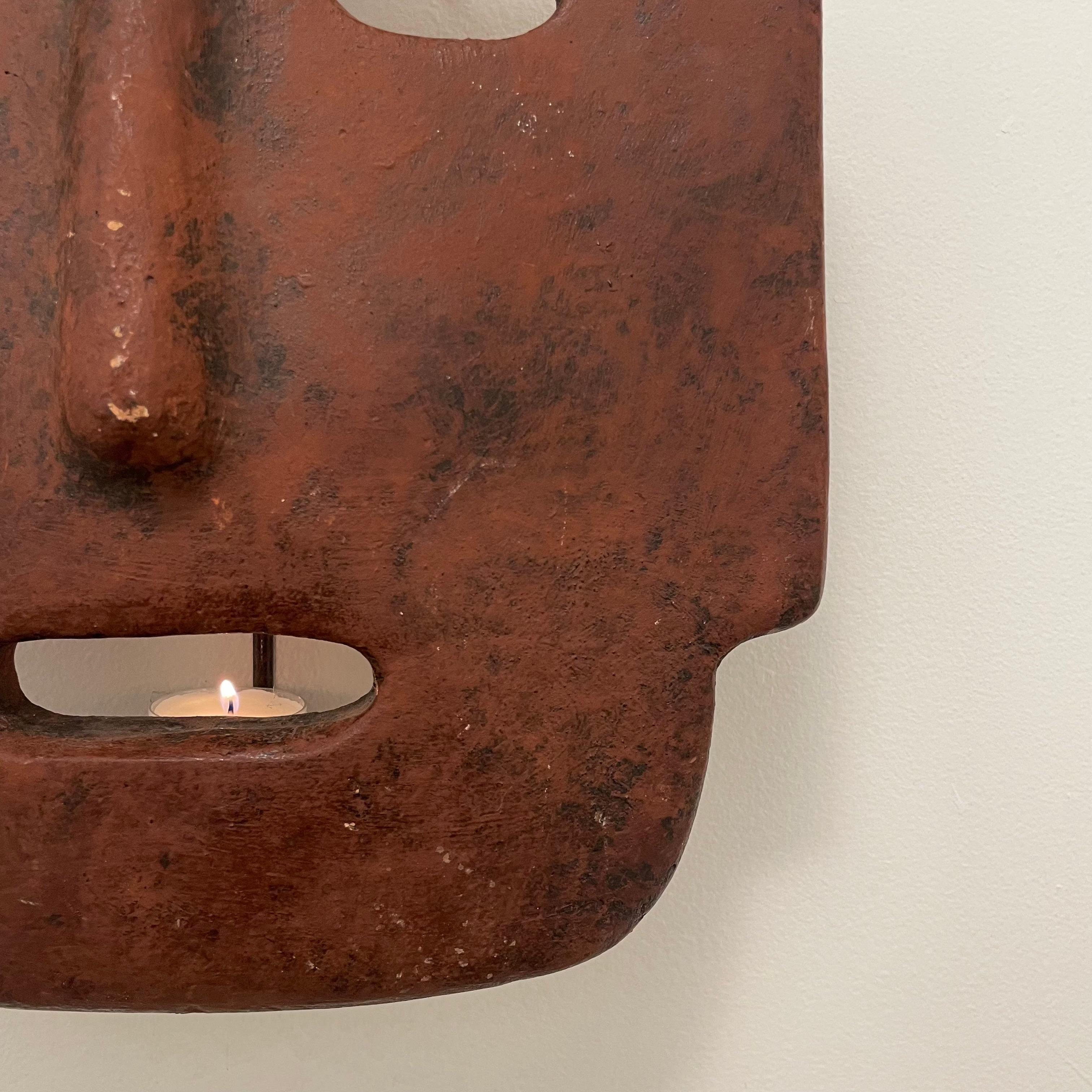 Mid-20th Century Candle Lit Mask Sconce, 1960s Italy For Sale