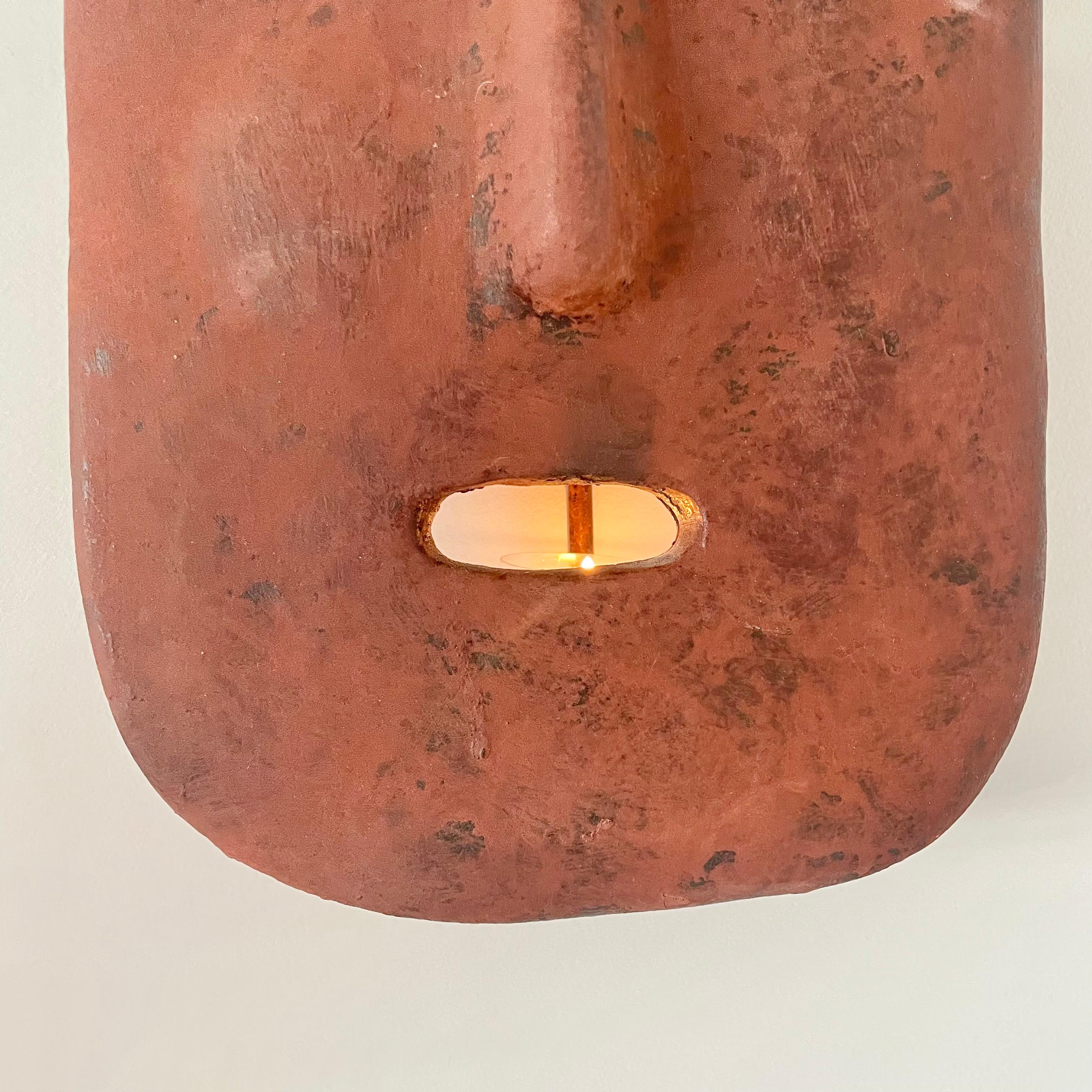 Candle Lit Mask Sconce, 1960s Italy For Sale 1