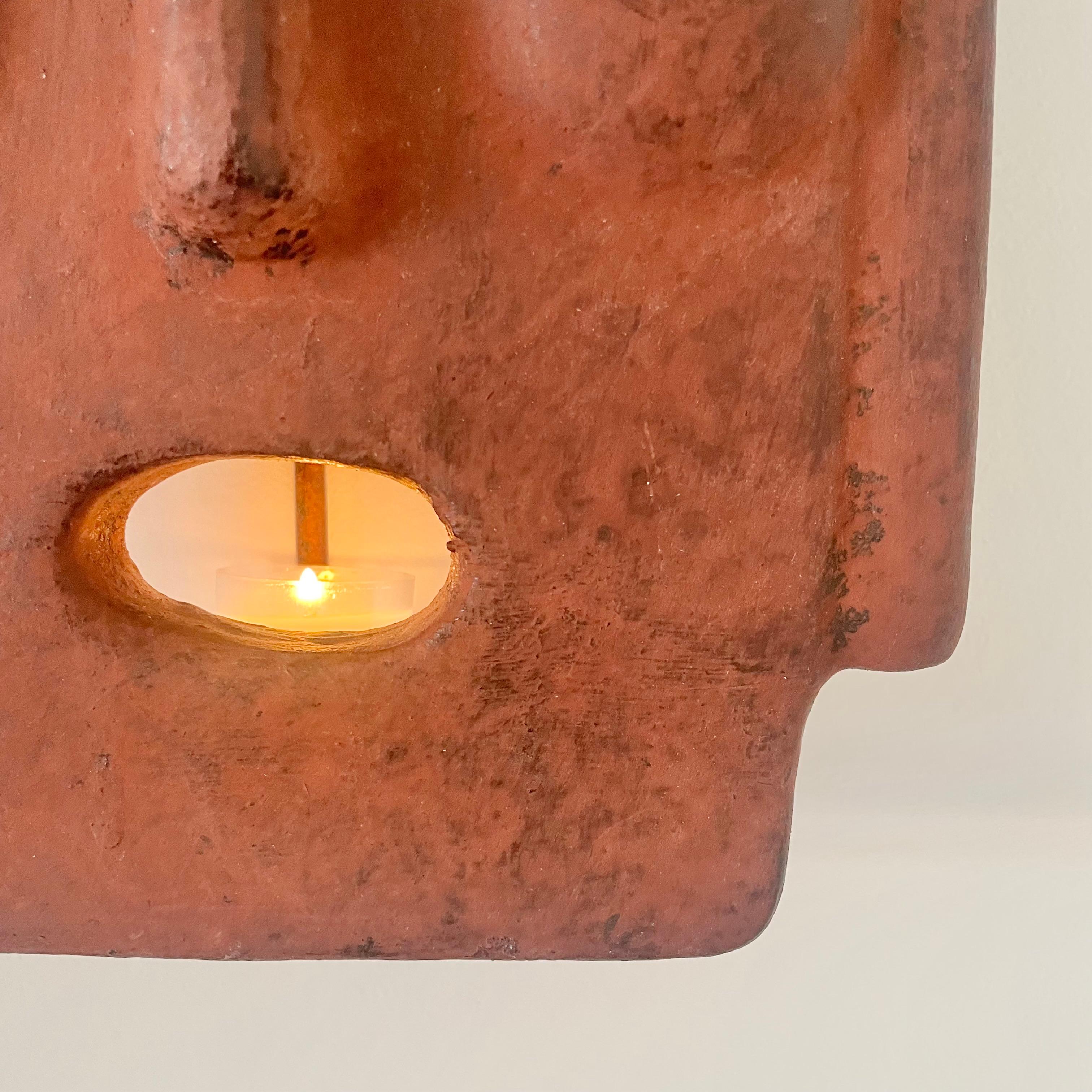 Candle Lit Mask Sconce, 1960s Italy For Sale 4