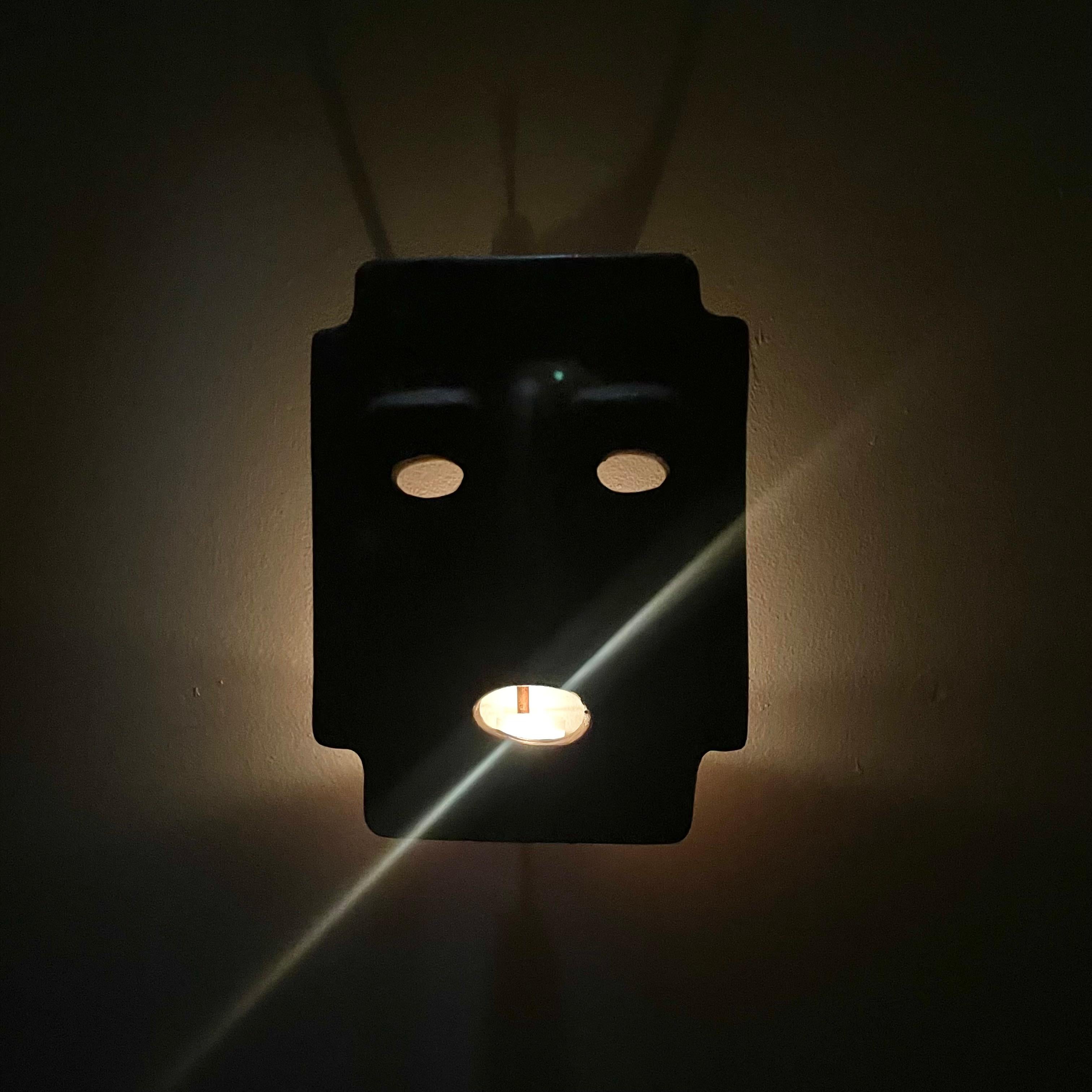 Candle Lit Mask Sconce, 1960s Italy For Sale 6