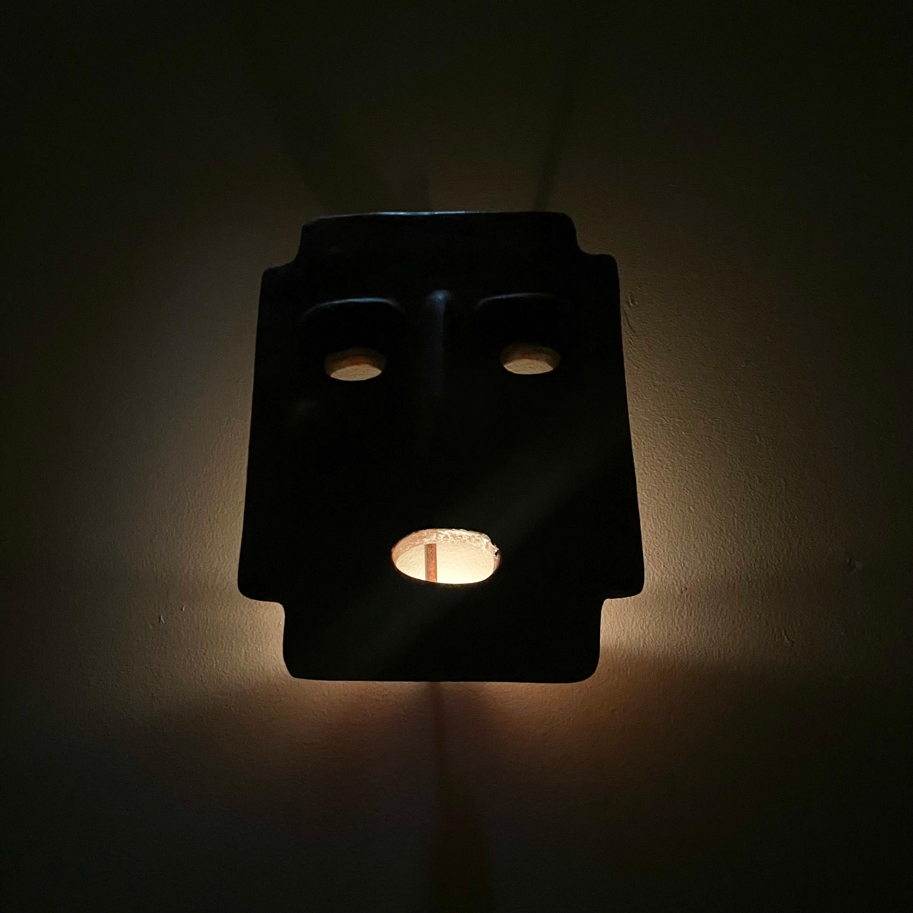 Candle Lit Mask Sconce, 1960s Italy For Sale 7