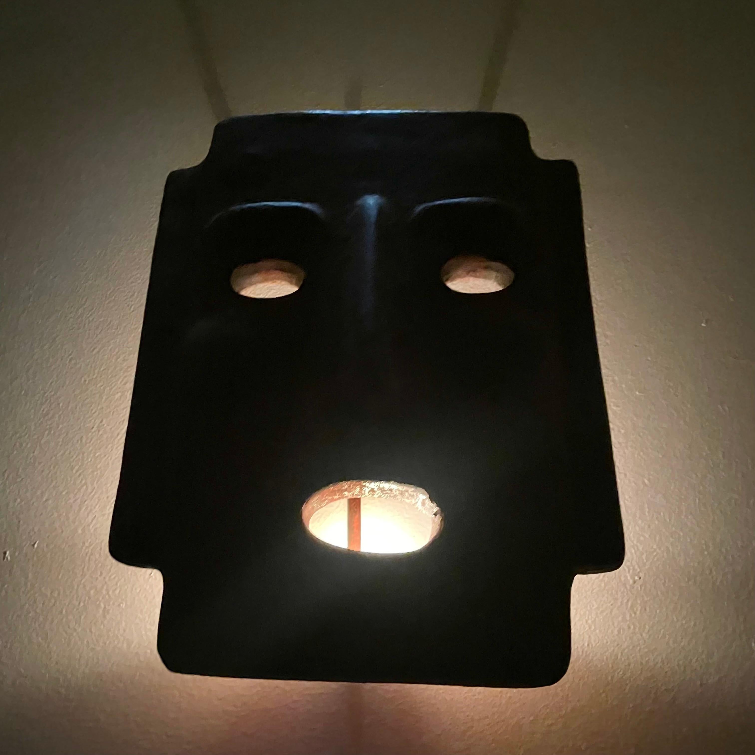 Candle Lit Mask Sconce, 1960s Italy For Sale 8
