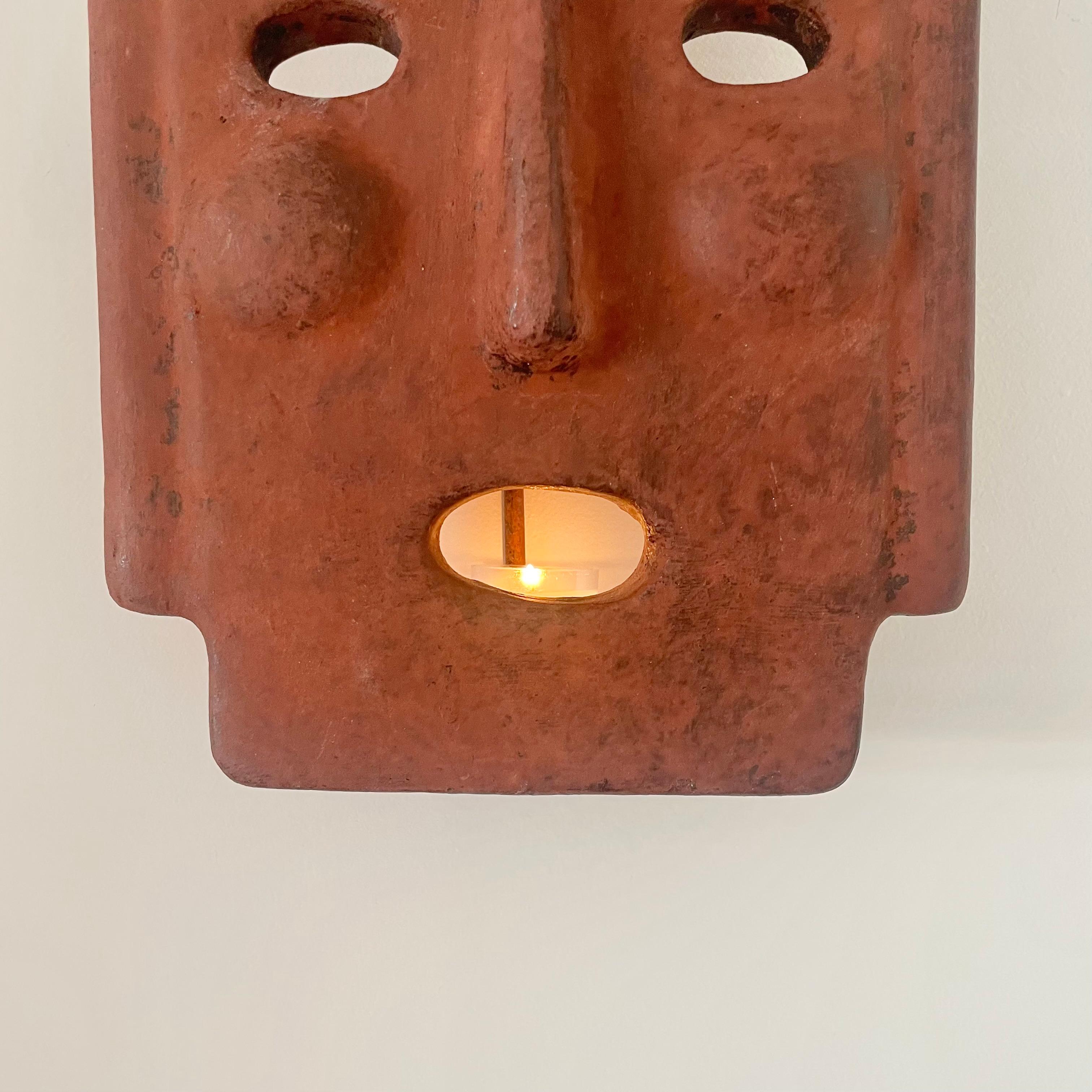 Mid-20th Century Candle Lit Mask Sconce, 1960s Italy For Sale