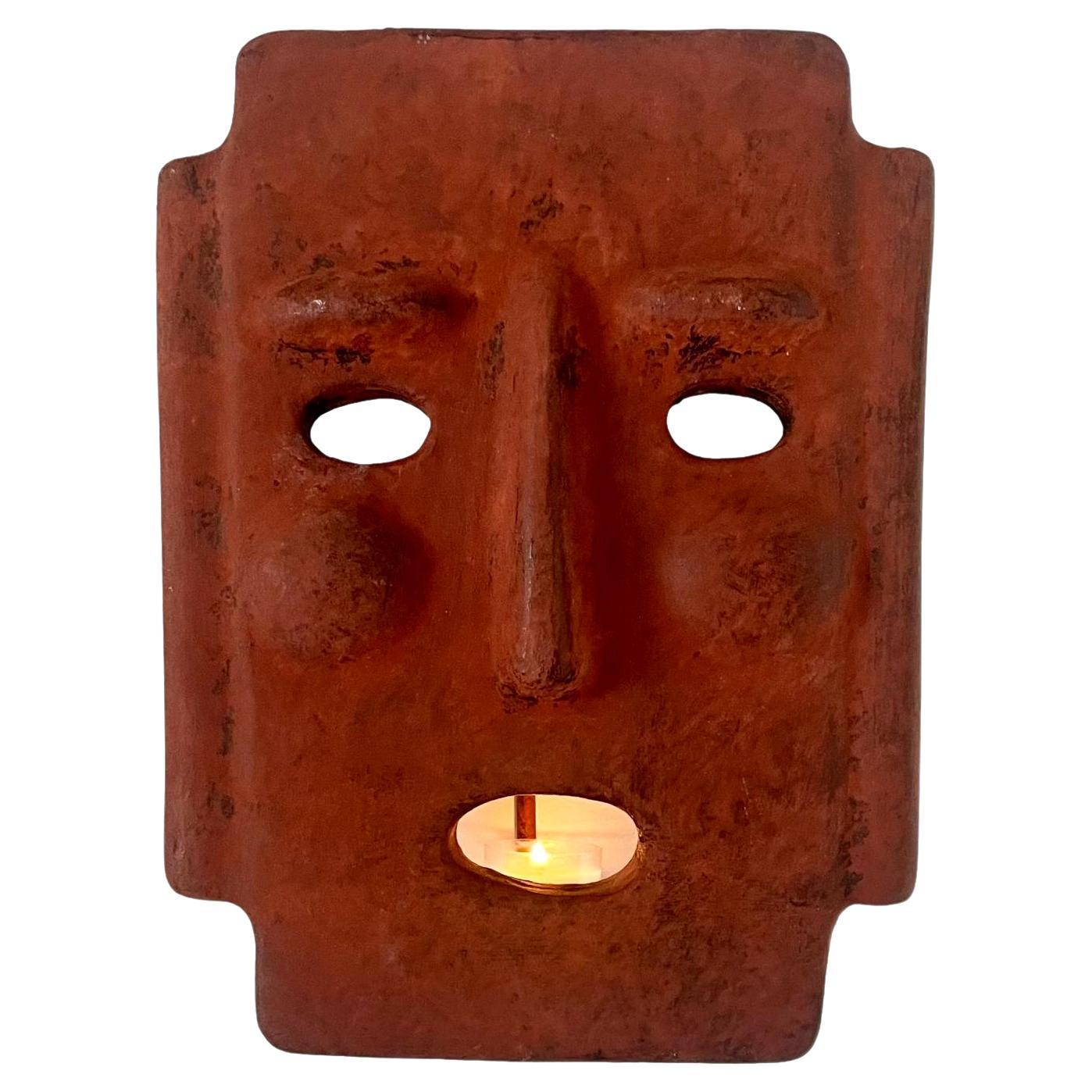 Candle Lit Mask Sconce, 1960s Italy