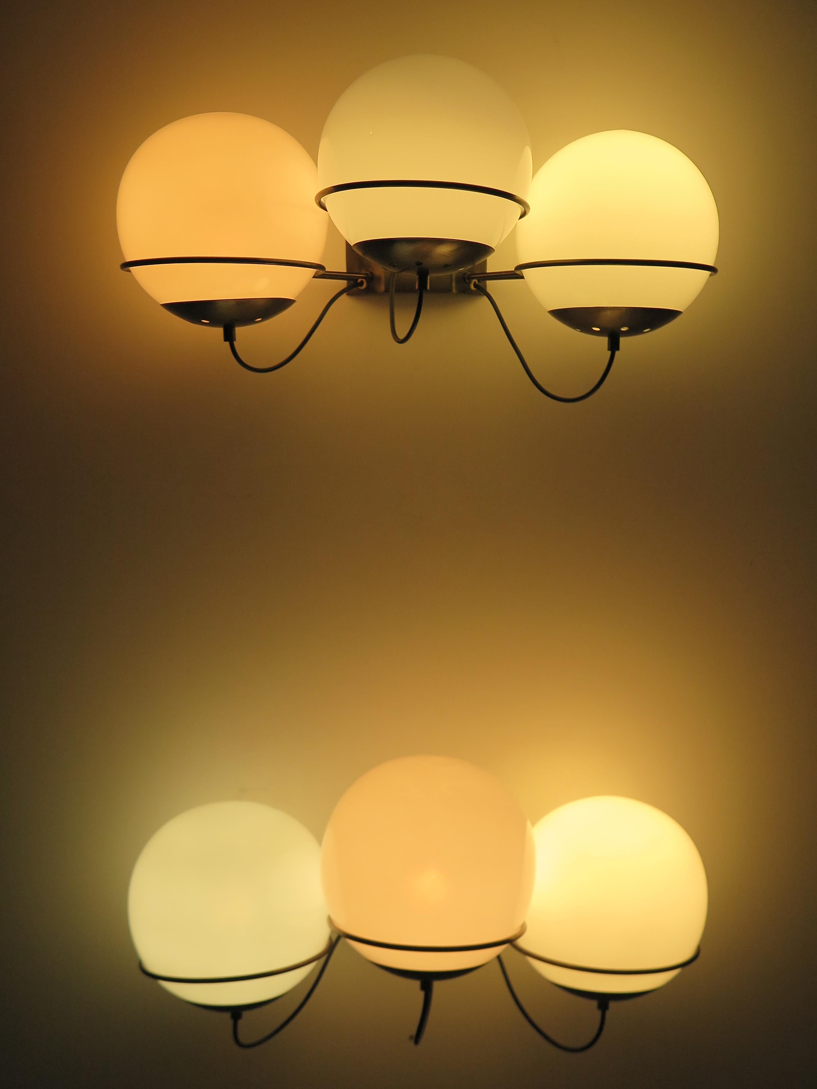 Mid-Century Modern Candle Midcentury Italian Metal Glass Sconces Wall Lights 1960s For Sale
