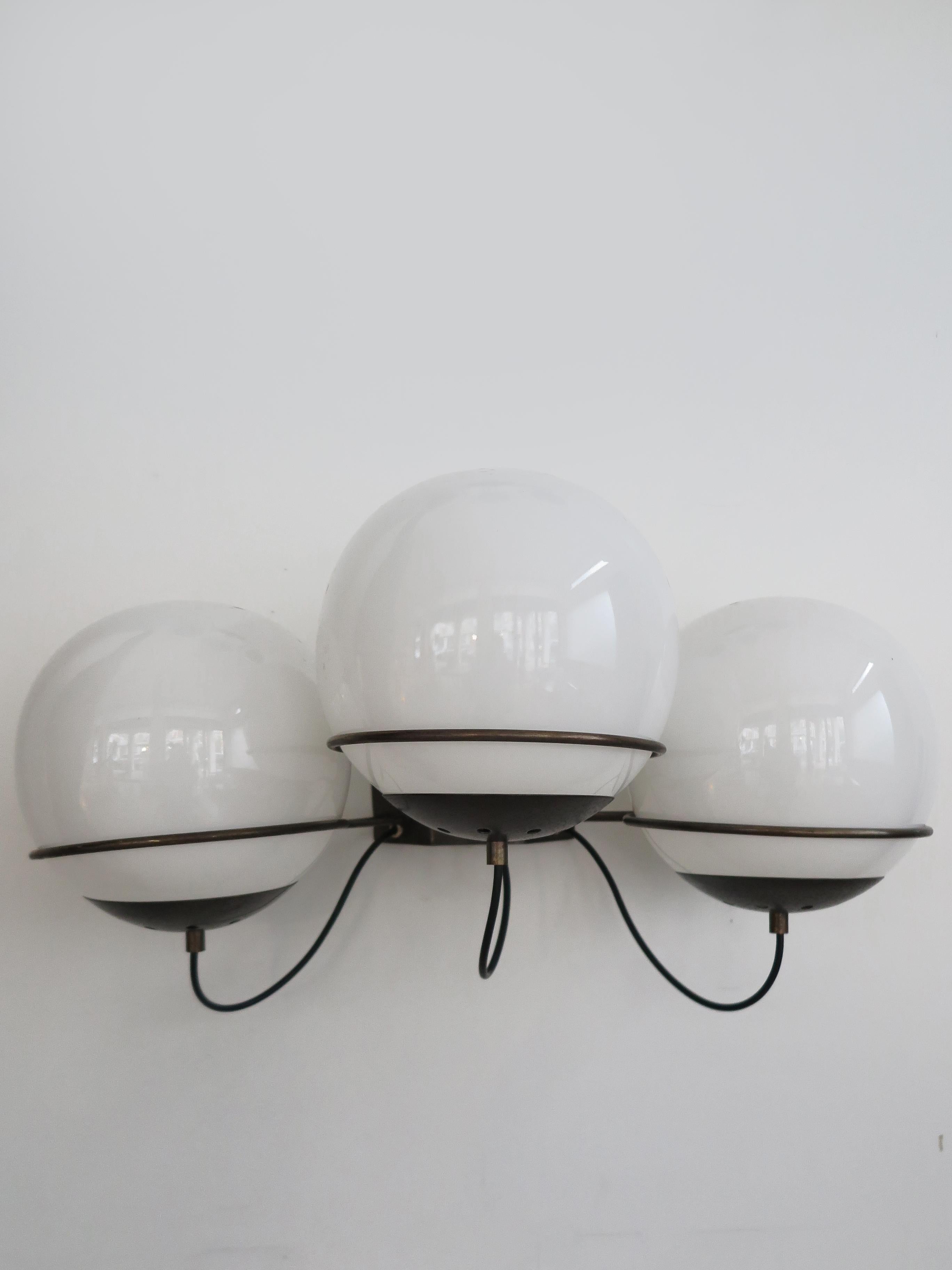 Candle Midcentury Italian Metal Glass Sconces Wall Lights 1960s For Sale 2