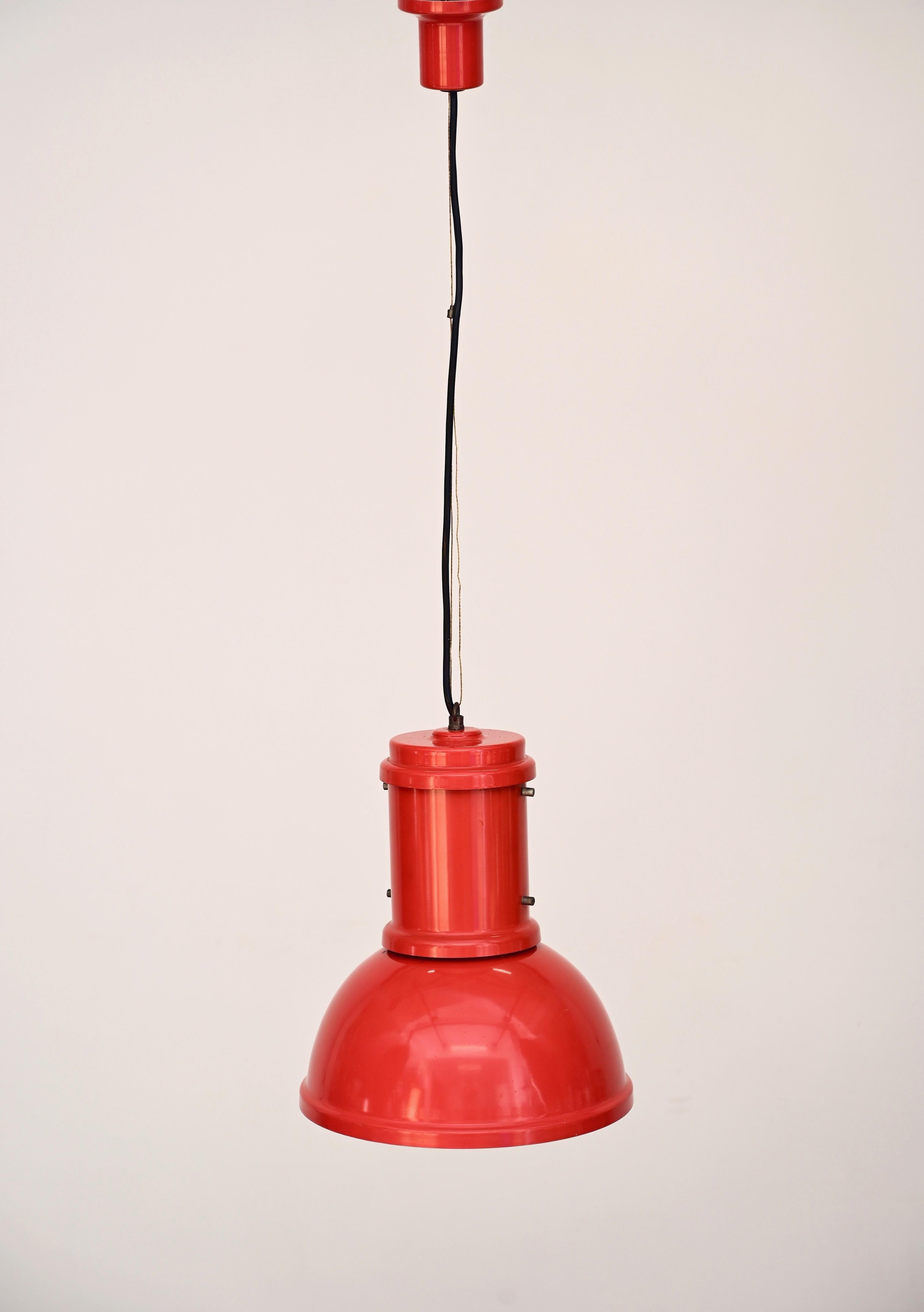 Industrial Candle Mid-Century Red Italian Chandelier 