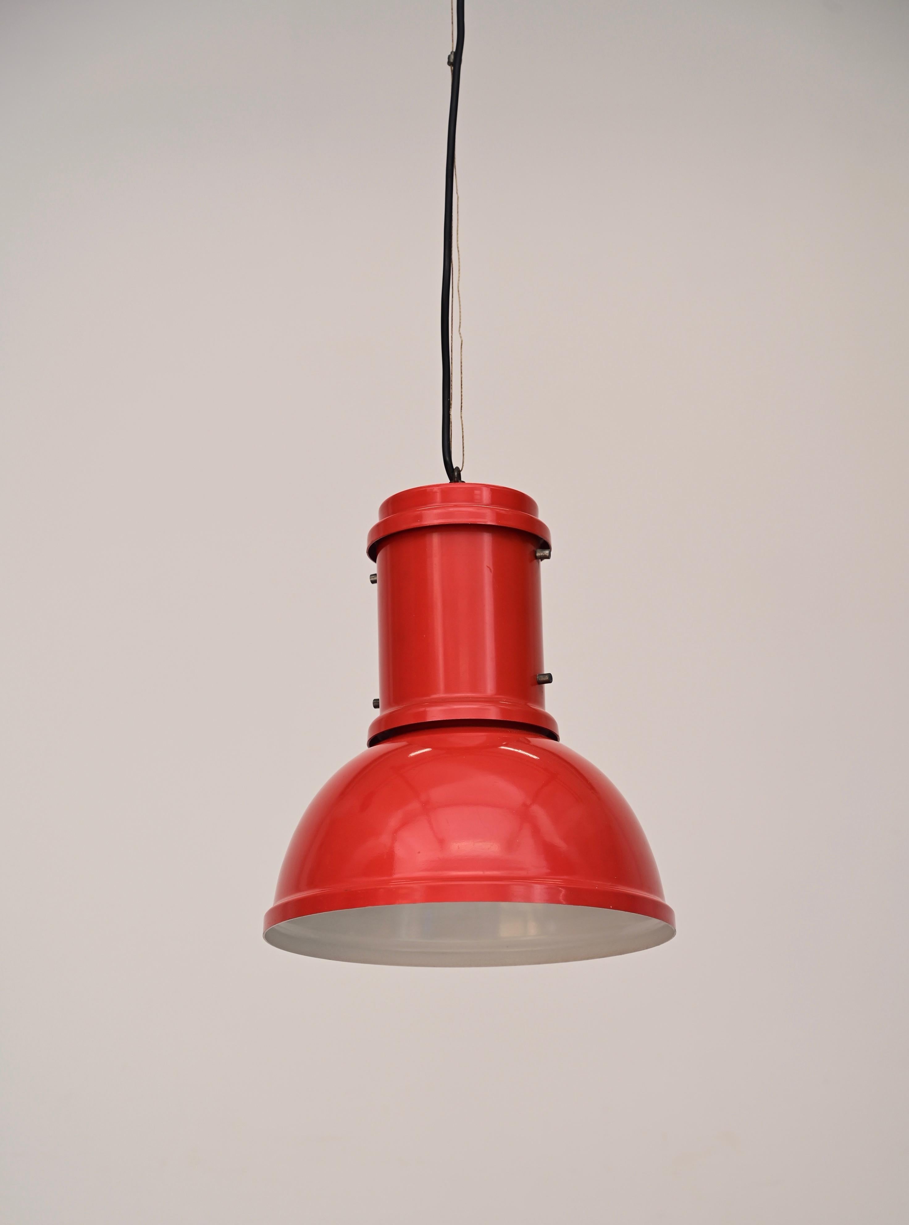 Lacquered Candle Mid-Century Red Italian Chandelier 