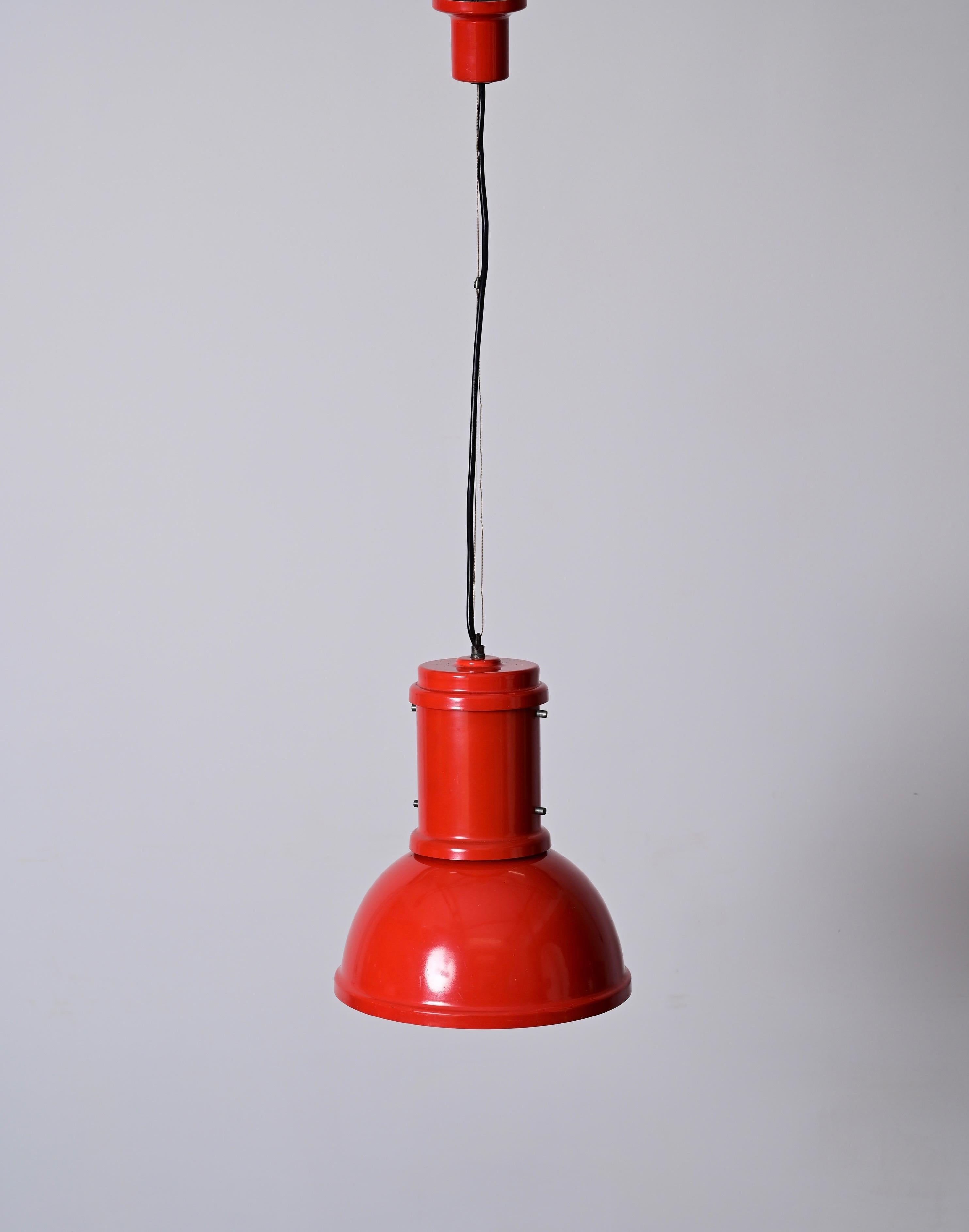 Metal Candle Mid-Century Red Italian Chandelier 