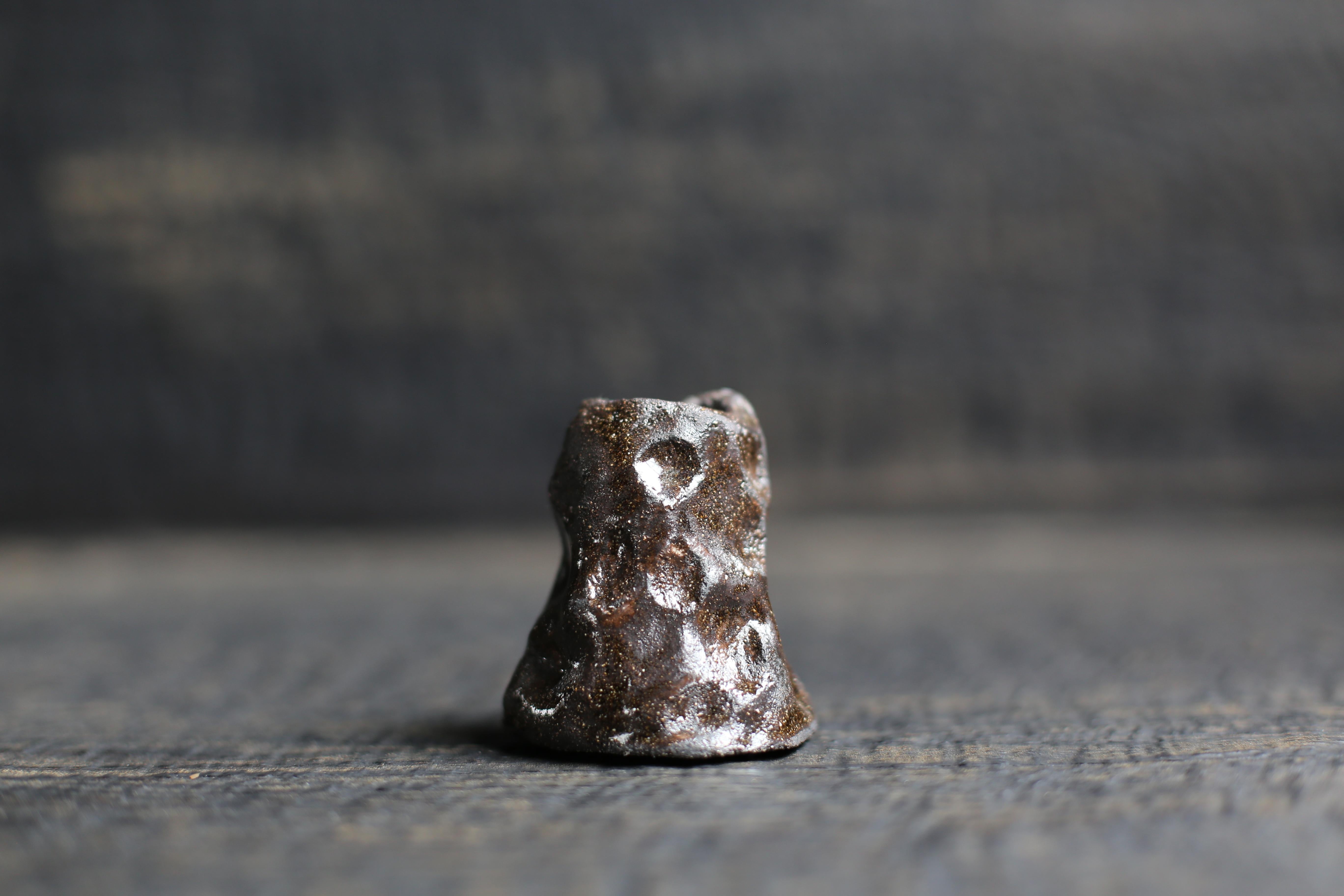 Modern Candle Rock in Black Truffle Clay For Sale