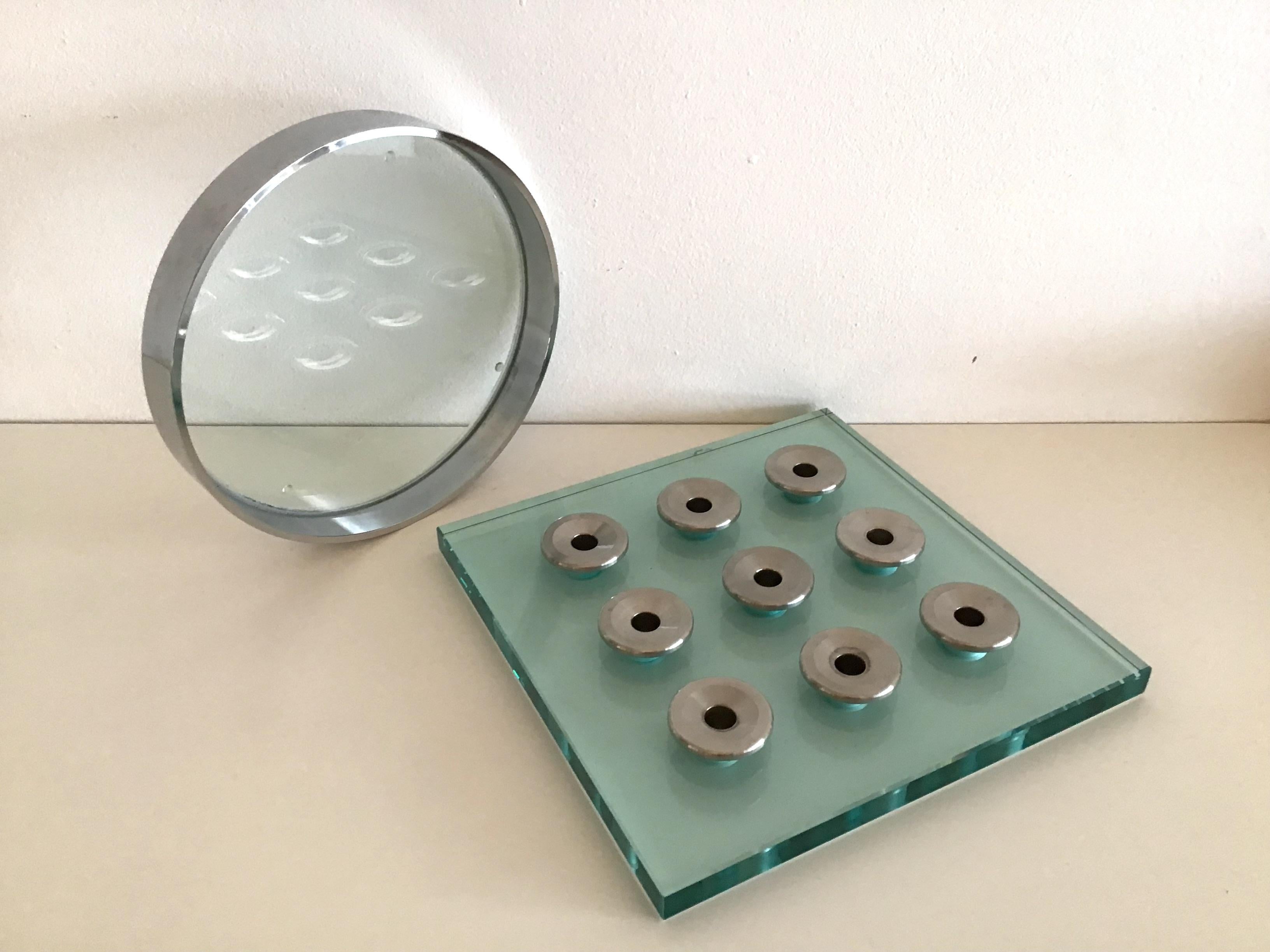 Candle Sconce from Gallotti and Radice in chrome metal and Glass Italie 1970s In Good Condition For Sale In LE CANNET, FR