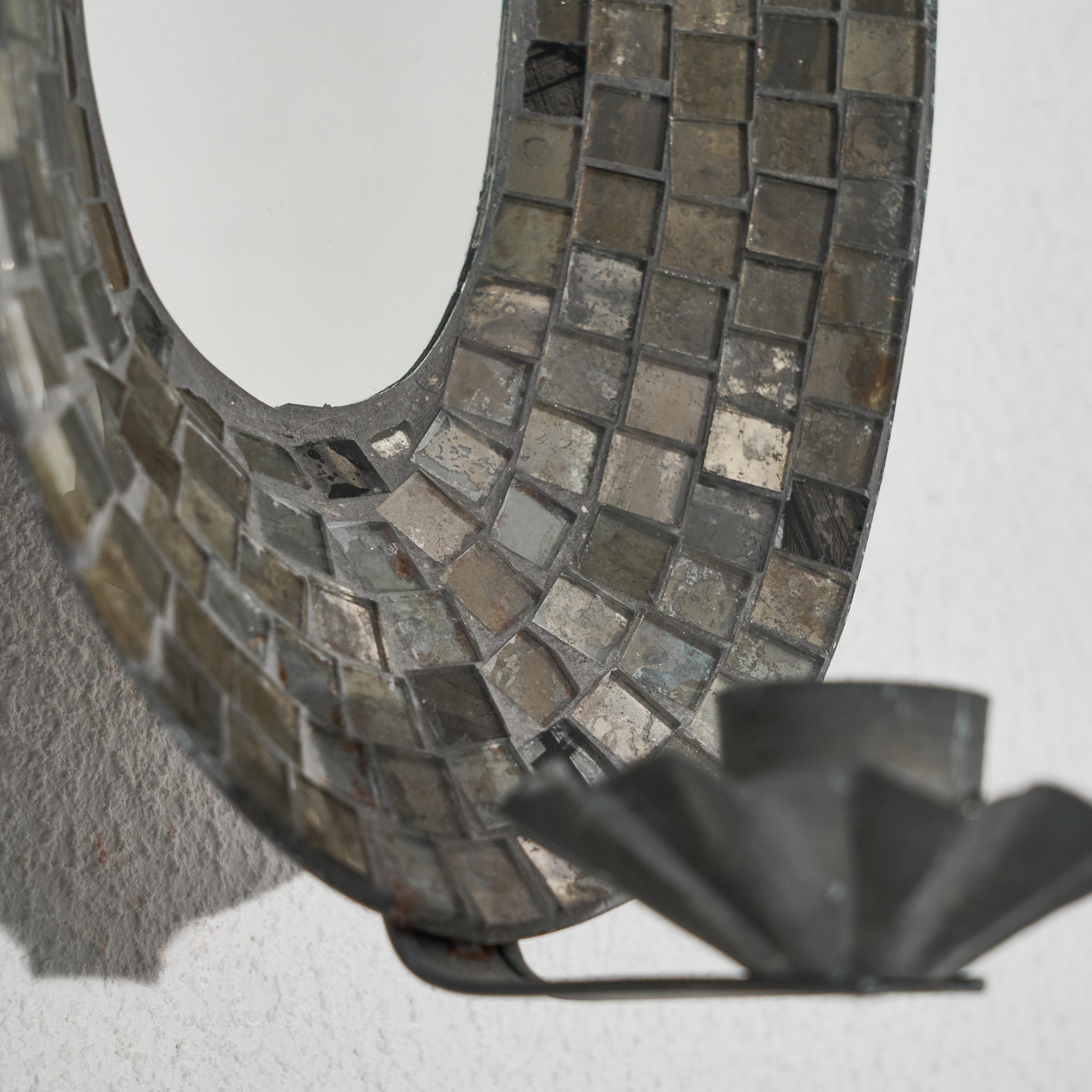 Candle Sconce with Mirror and Mosaic 1950s For Sale 2