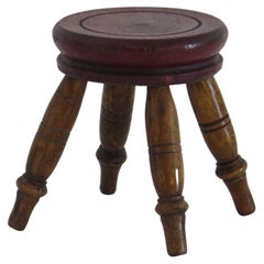 Antique Rare small Candle Stand or Miniature Stool Hand Turned Wood, English circa 1850