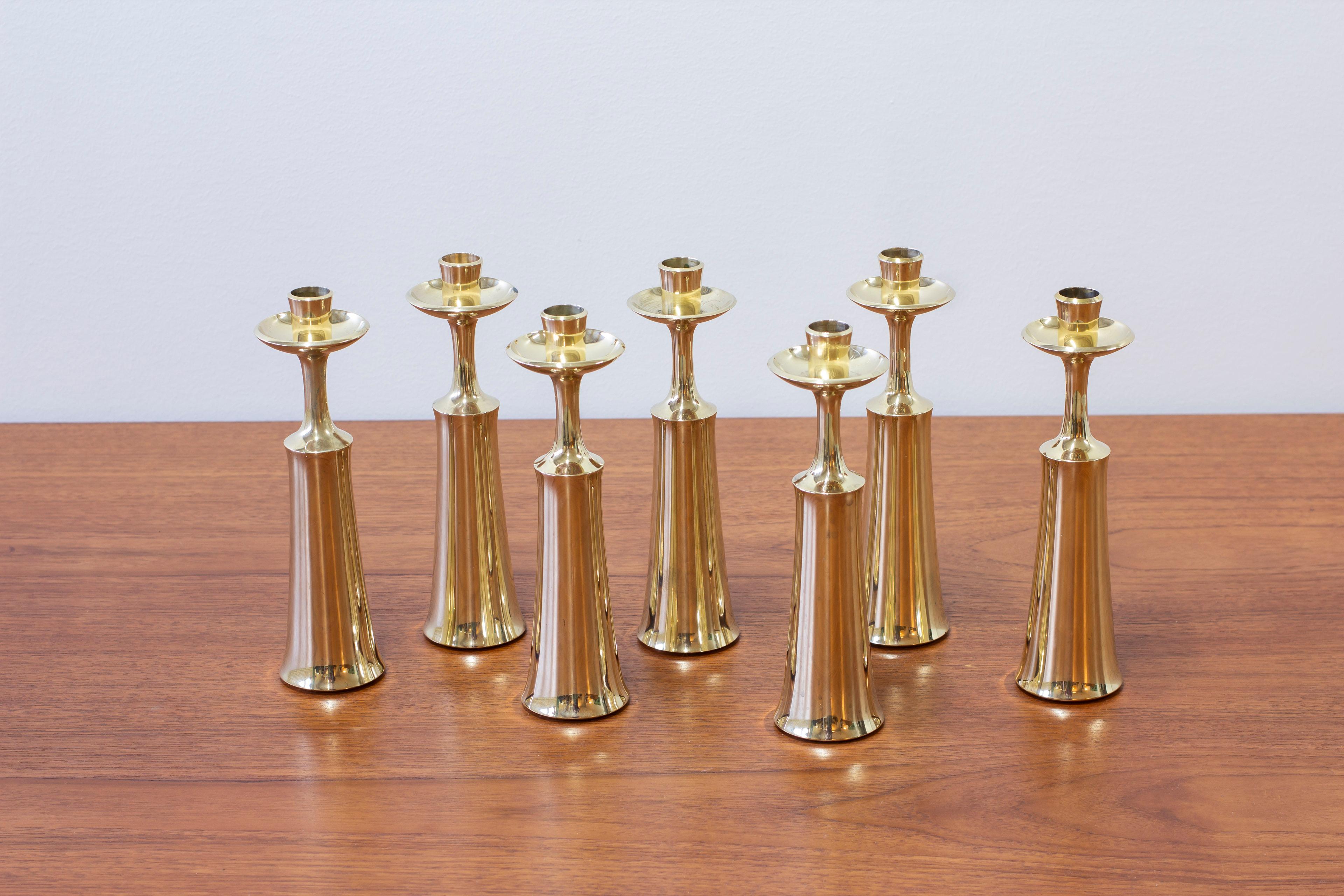 Scandinavian Modern Candle Sticks in Brass by Jens Harald Quistgaard for Dansk Designs, 1950s For Sale
