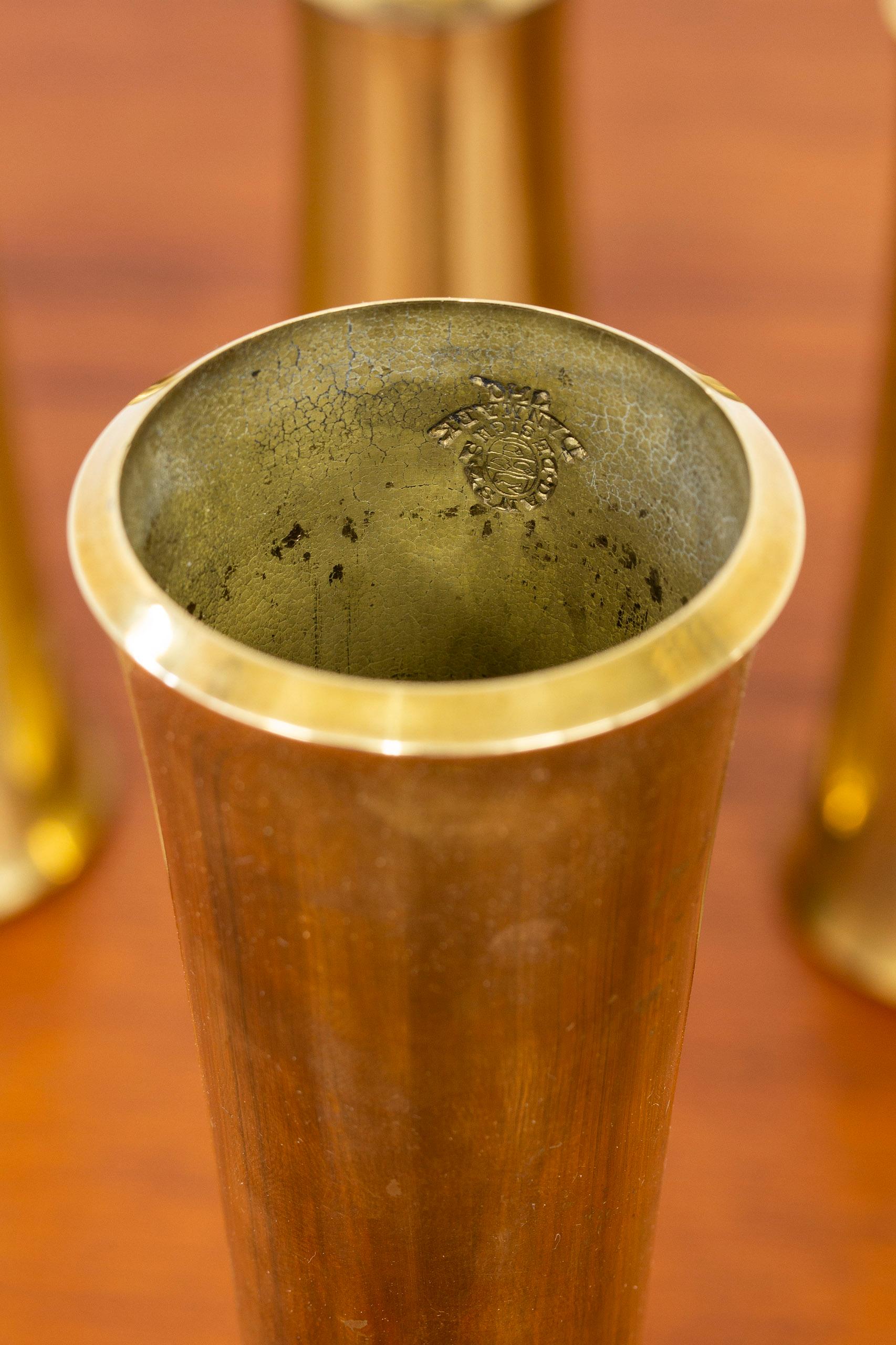 Candle Sticks in Brass by Jens Harald Quistgaard for Dansk Designs, 1950s In Good Condition In Hägersten, SE