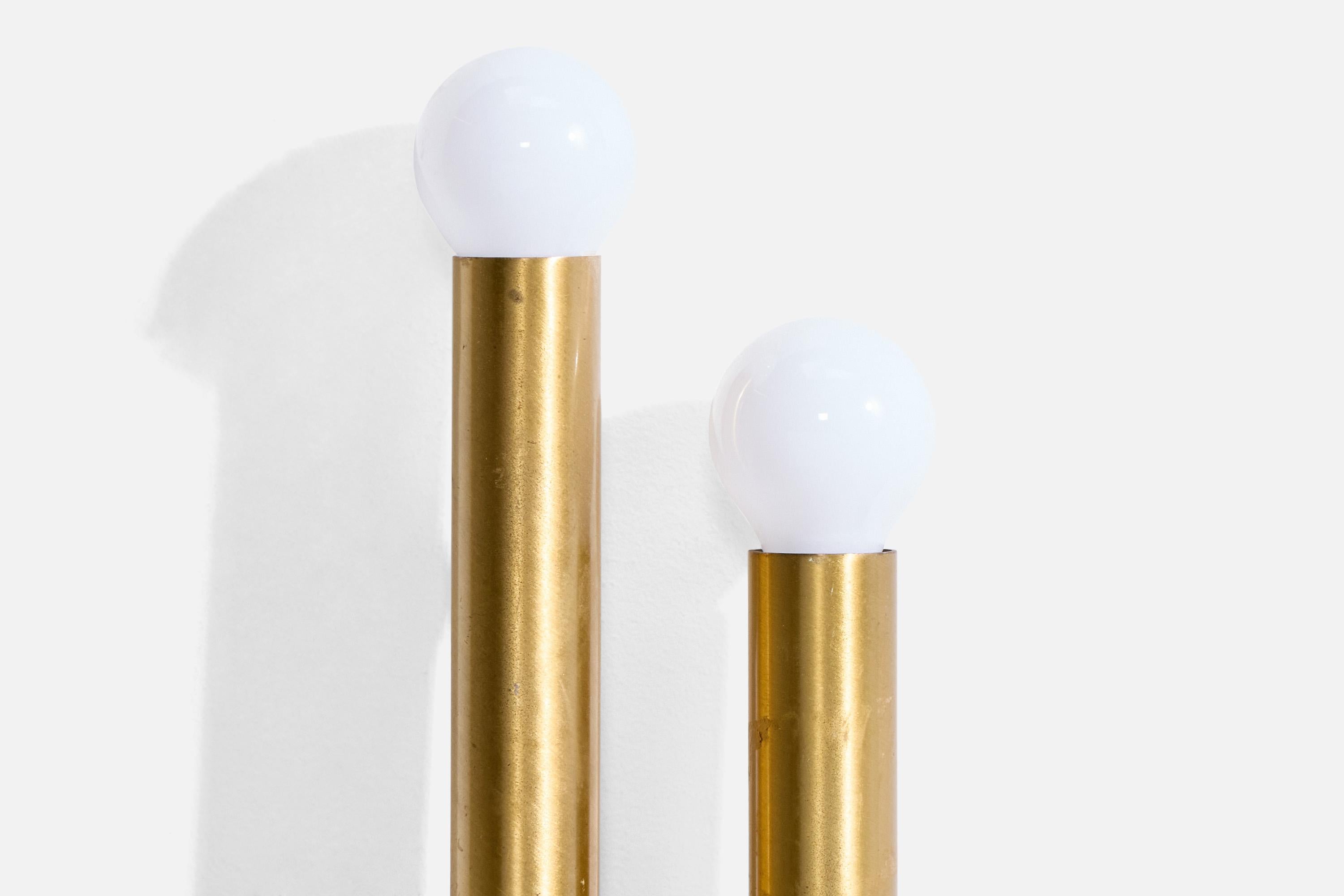 Candle, Wall Lights, Brass, Italy, 1960s 4