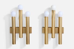 Kerze, Wall Lights, Messing, Italien, 1960er Jahre