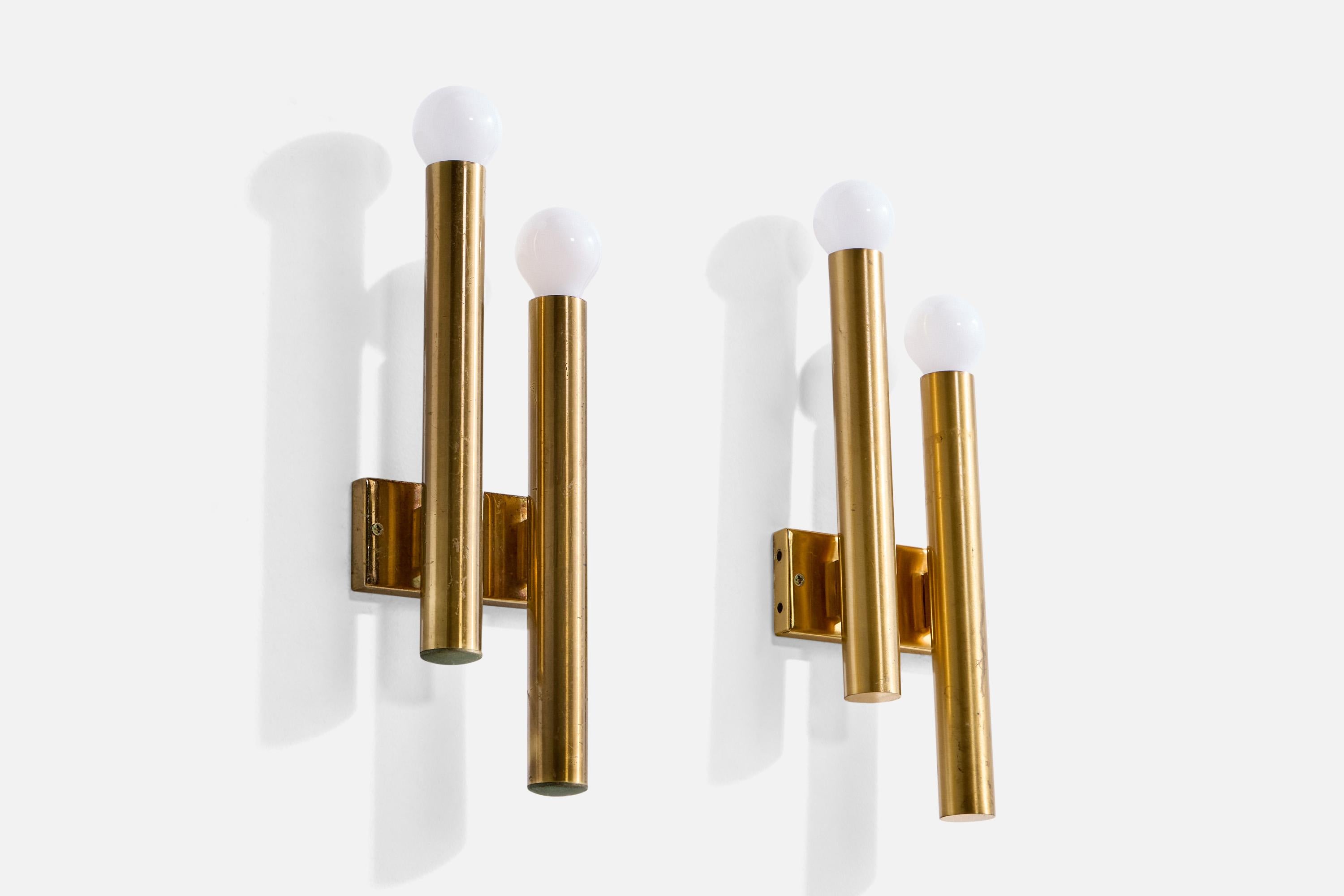 Mid-Century Modern Candle, Wall Lights, Brass, Italy, 1960s