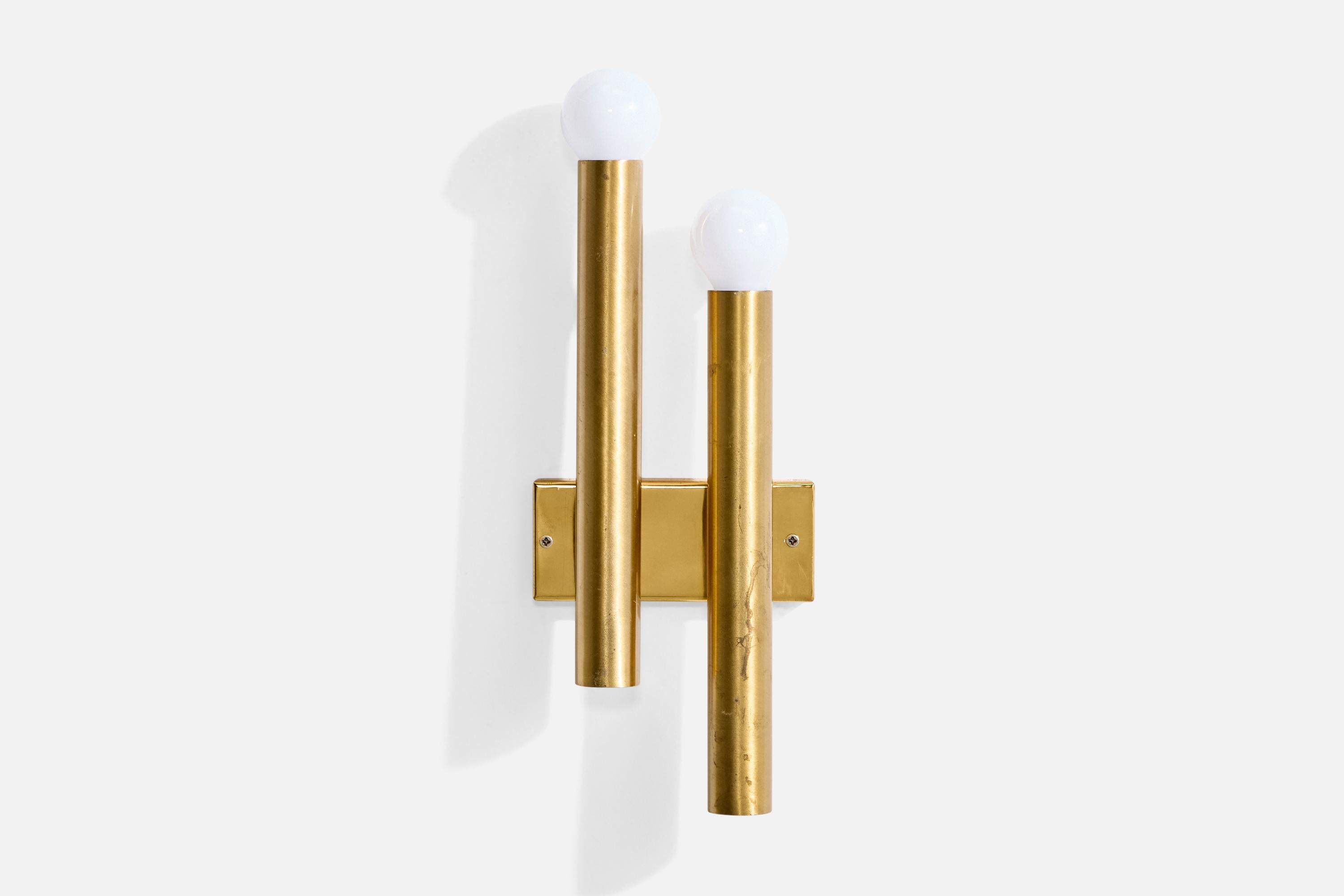 Italian Candle, Wall Lights, Brass, Italy, 1960s