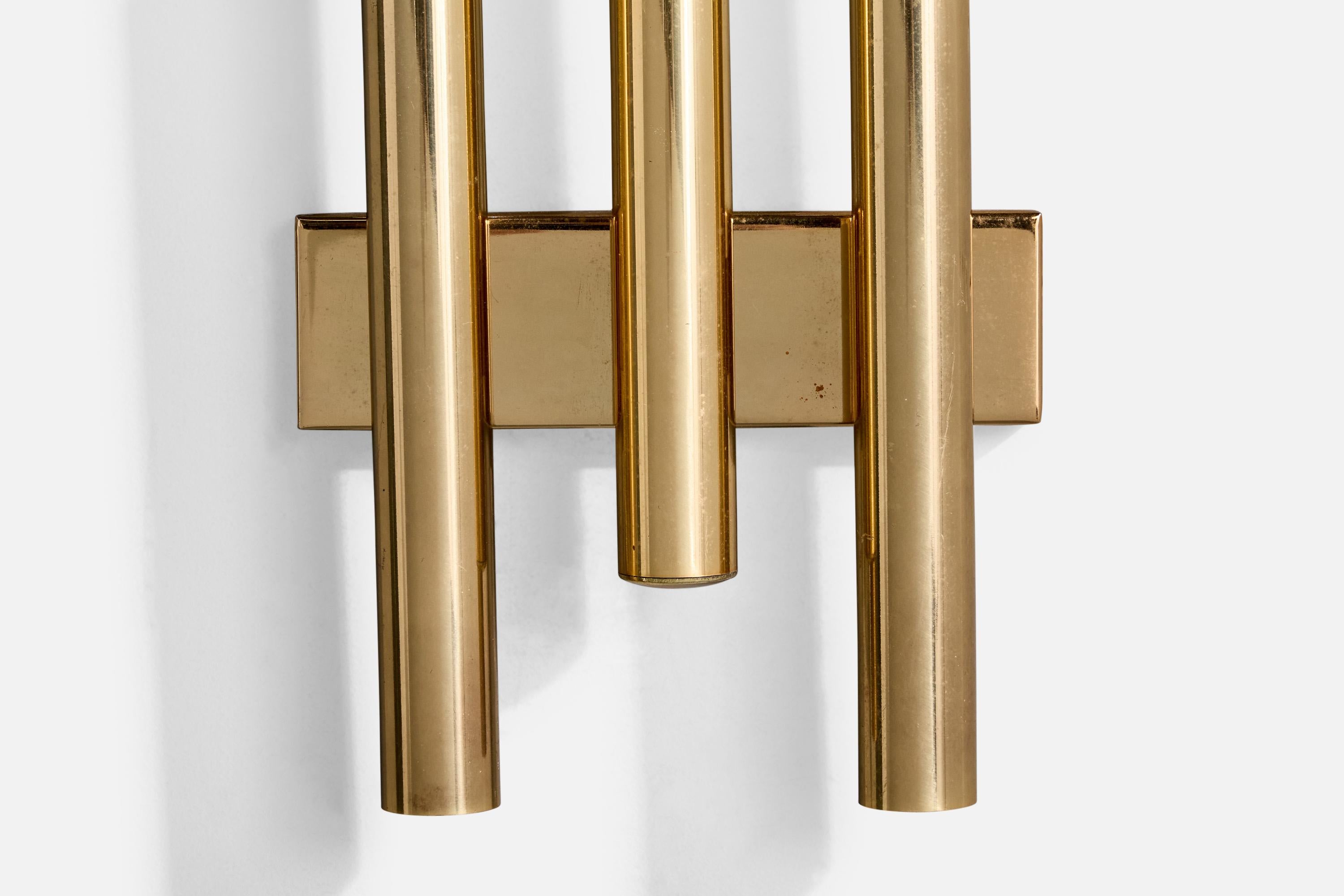 Mid-20th Century Candle, Wall Lights, Brass, Italy, 1960s For Sale