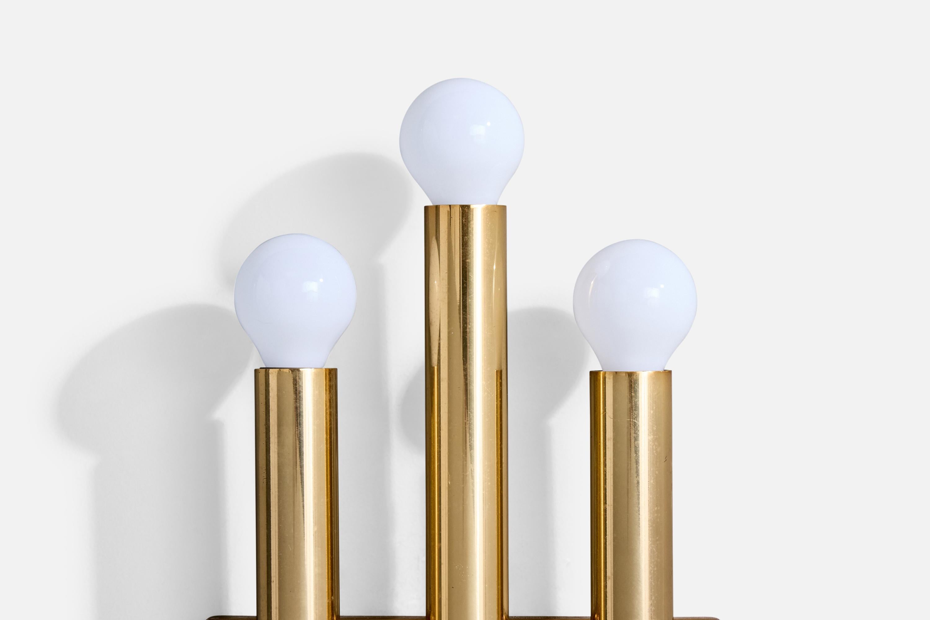 Candle, Wall Lights, Brass, Italy, 1960s For Sale 1