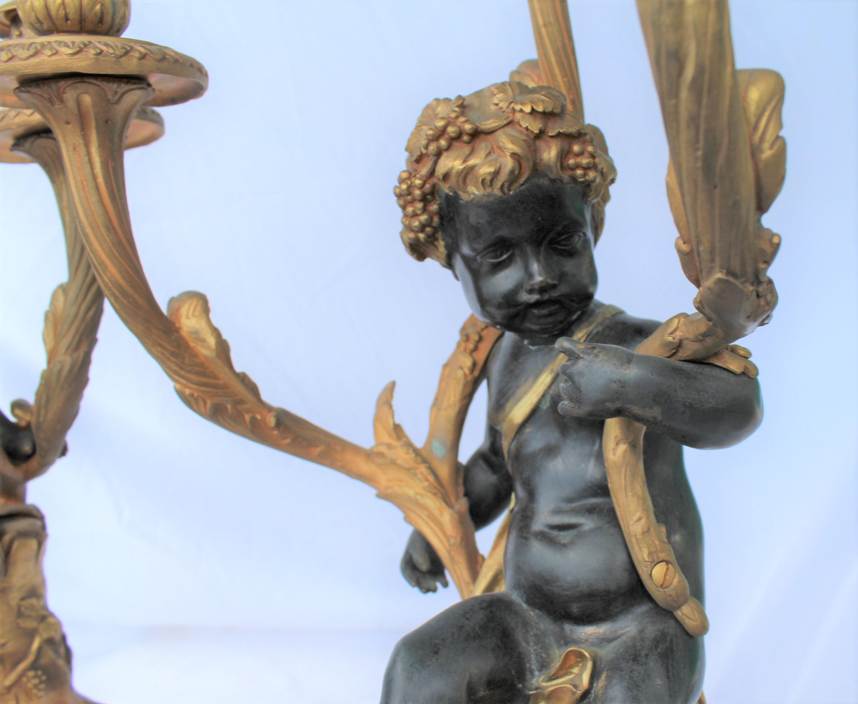 American Candelabras Male and Female 18-Karat Doré Bronze after Clodion the pair For Sale