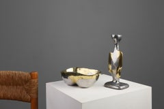 Candleholder and Bowl by David Marshall in Aluminum and Brass, UK 1970s