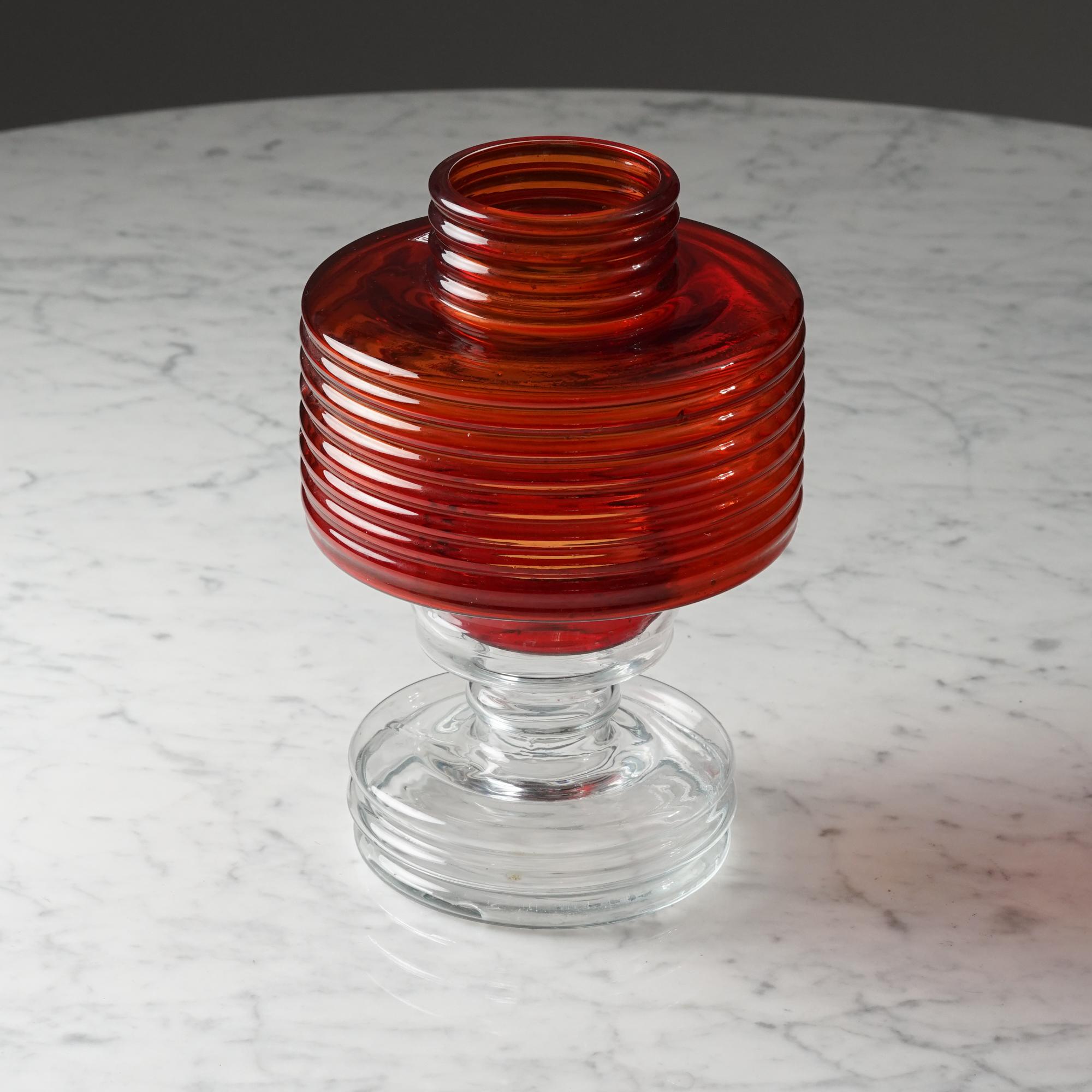 Candleholder 'Apollo' by Nanny Still for Riihimäen lasi, 1970s. Riihimäen lasi -mark on the top of the candleholder. Classic 70s style. Beautiful candle fixture to light up the cozy autumn evenings. 

Measurements: bottom diameter 13.5 cm, diameter