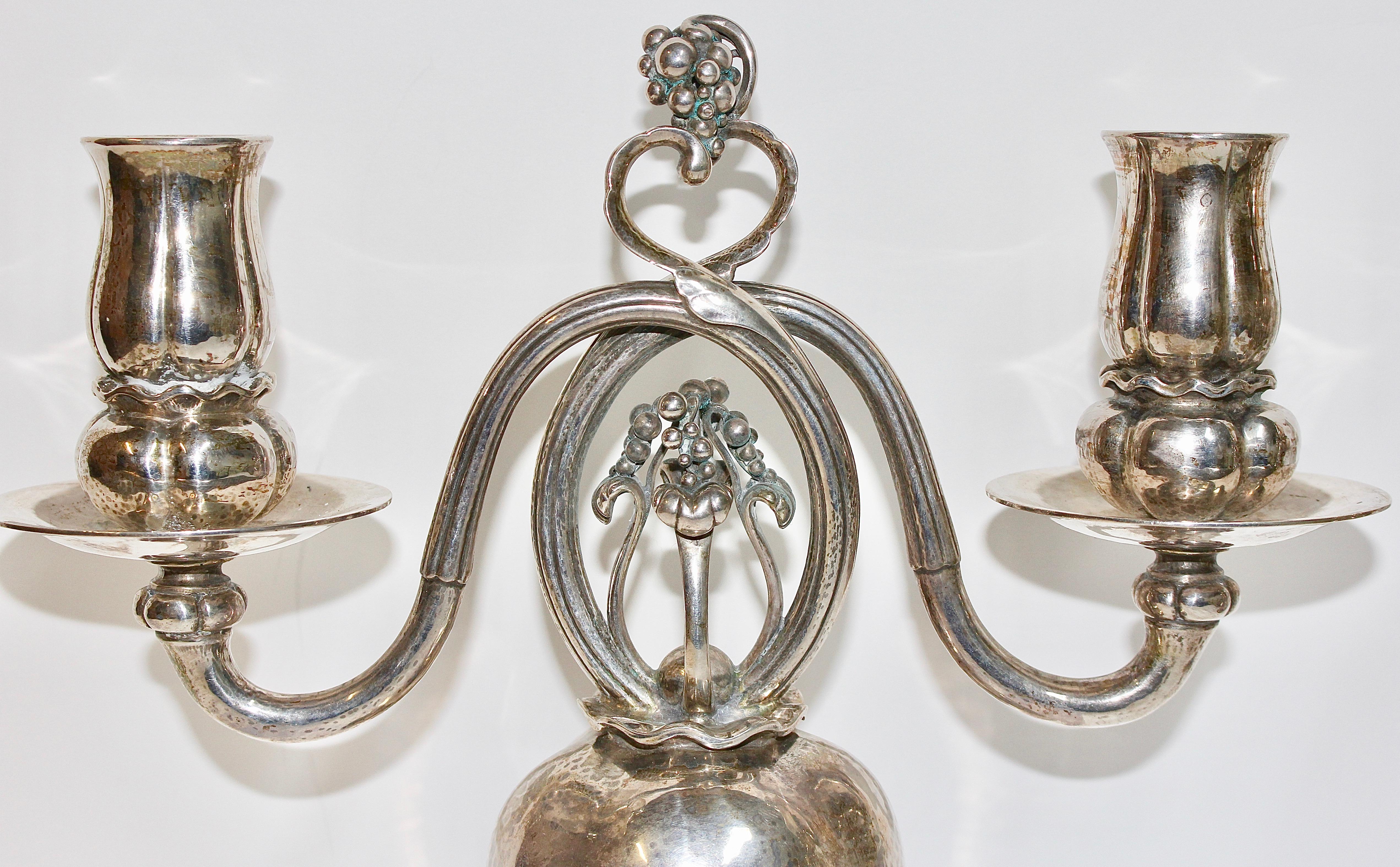 Paire de chandeliers, chandeliers et candélabres de Georg Jensen, argent sterling 925 en vente 1
