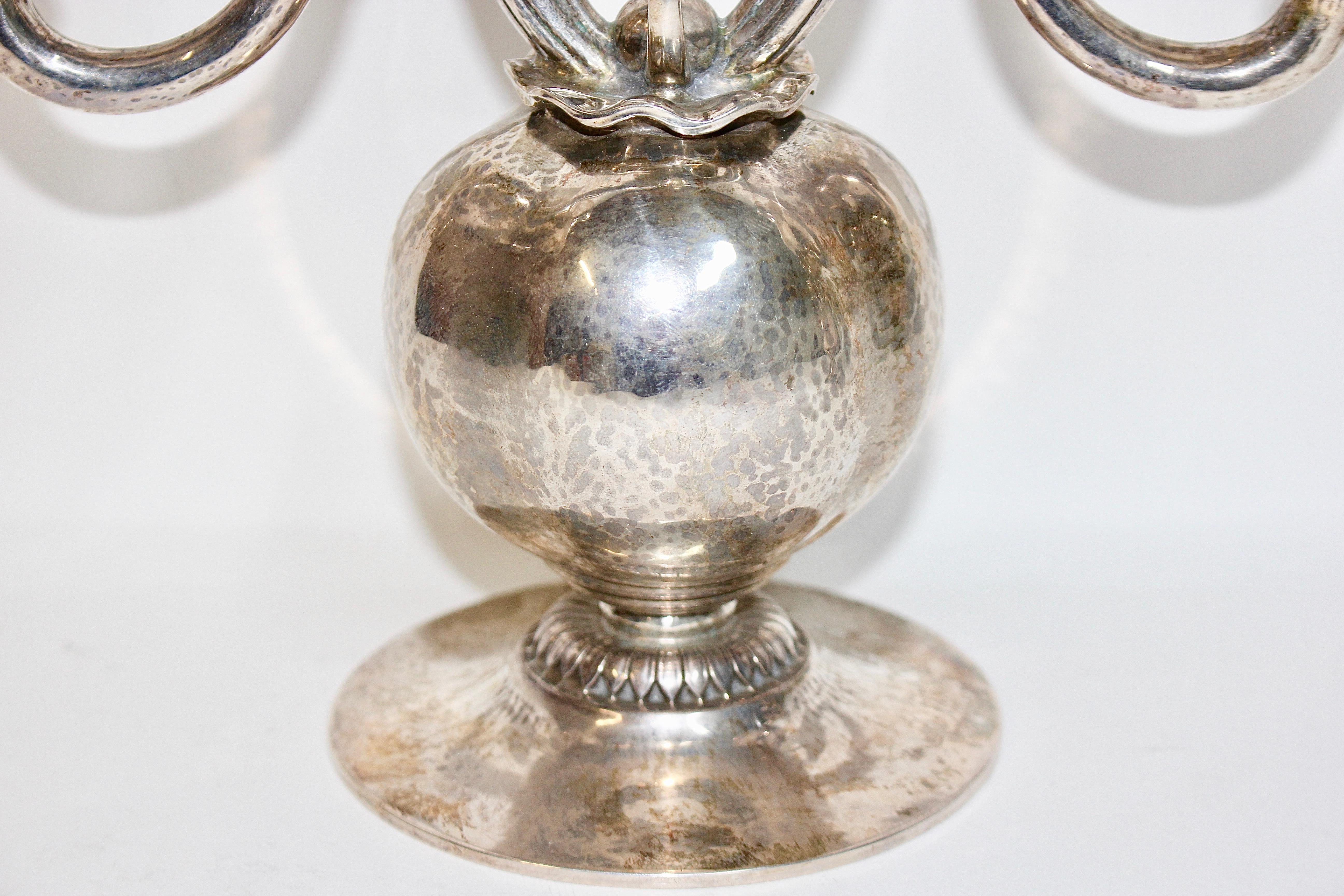 Paire de chandeliers, chandeliers et candélabres de Georg Jensen, argent sterling 925 en vente 2