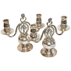 Candleholder, Candlestick Candelabra Pair by Georg Jensen, 925 Sterling Silver