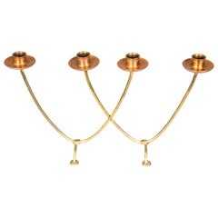 Vintage Candleholder for 4 Candles Execution in Copper and Brass, circa 1950s